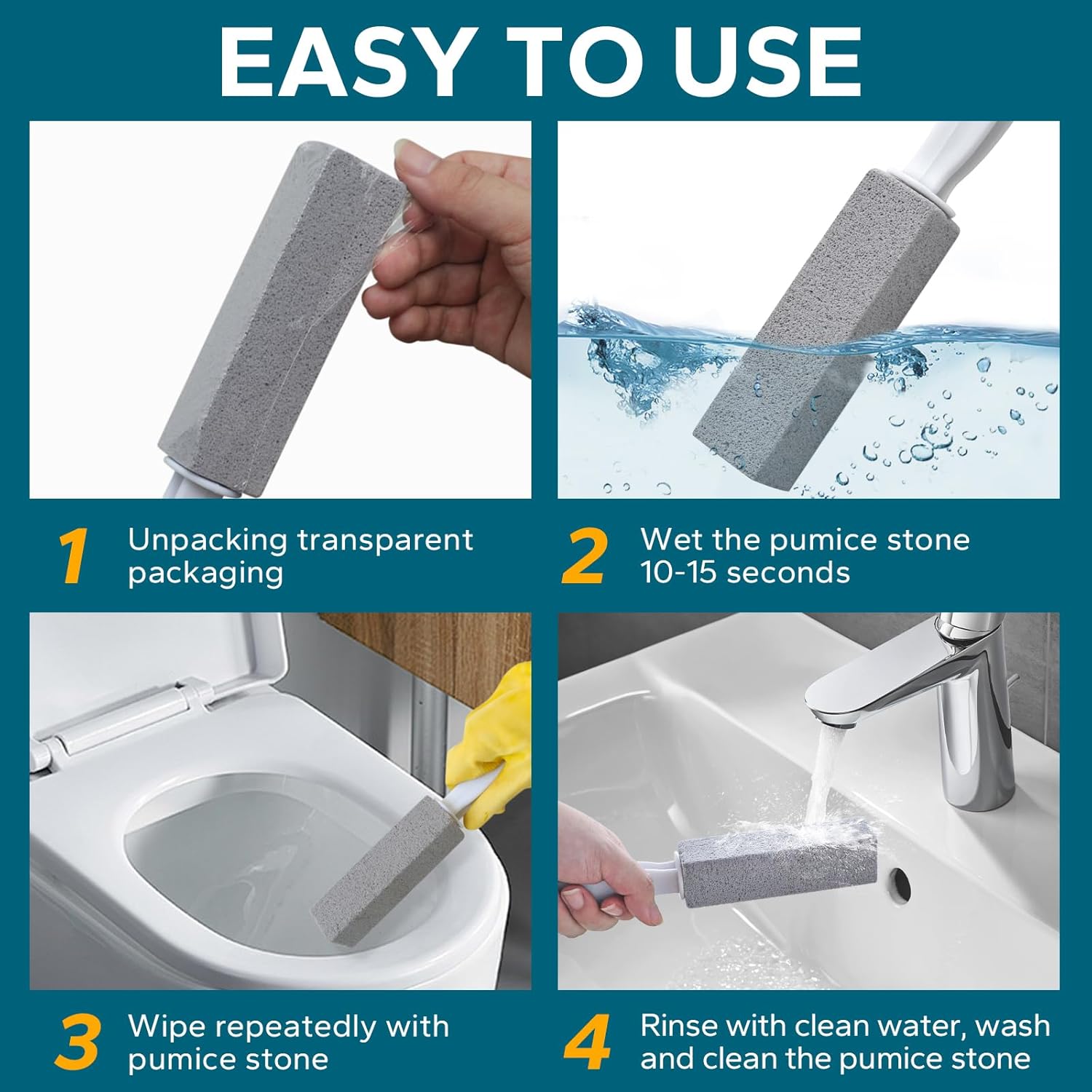 Emycool Pumice Stone Toilet Cleaner 12-Pack with Handle