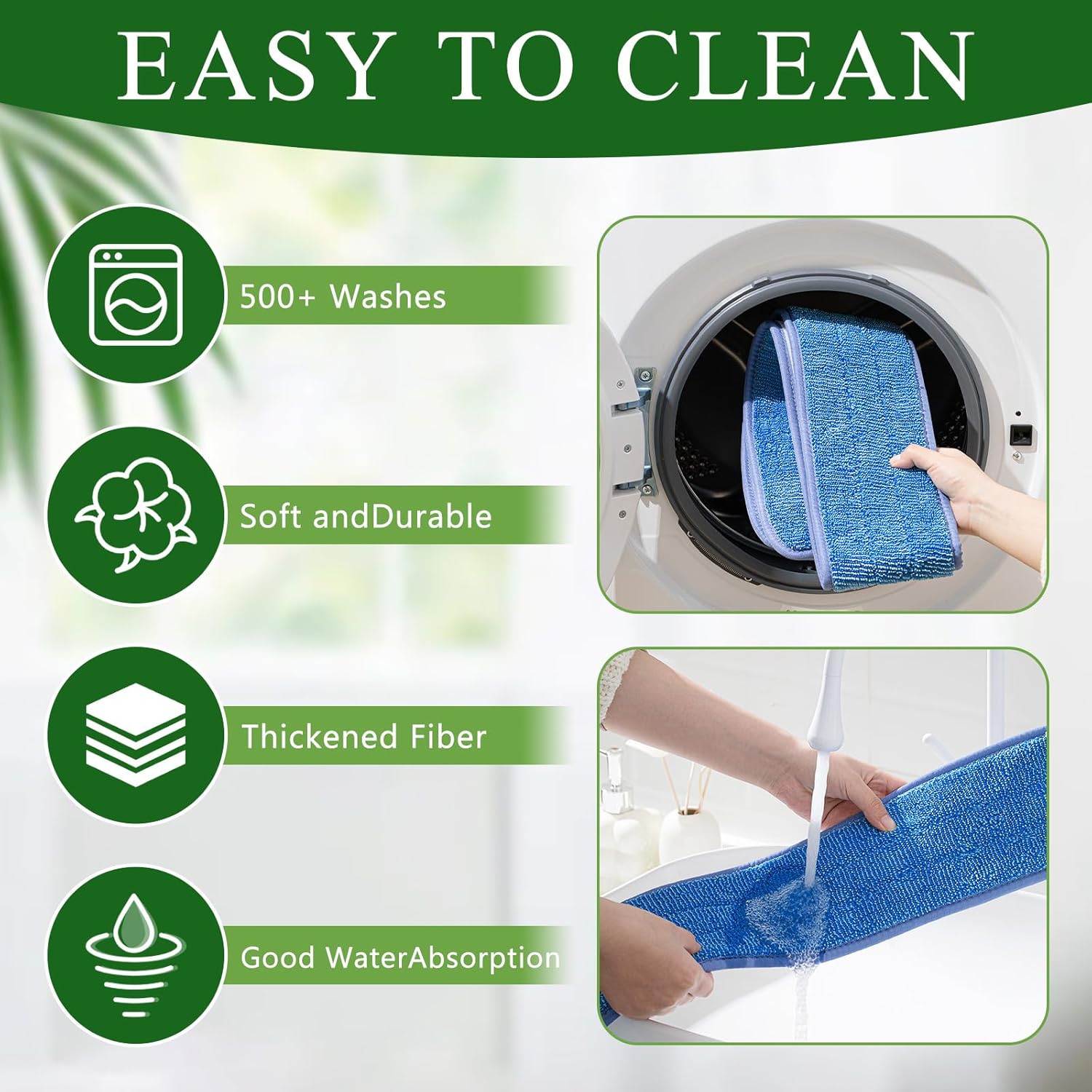 LOYIM 3 Pcs 48 Inch Microfiber Mop Refill Pads