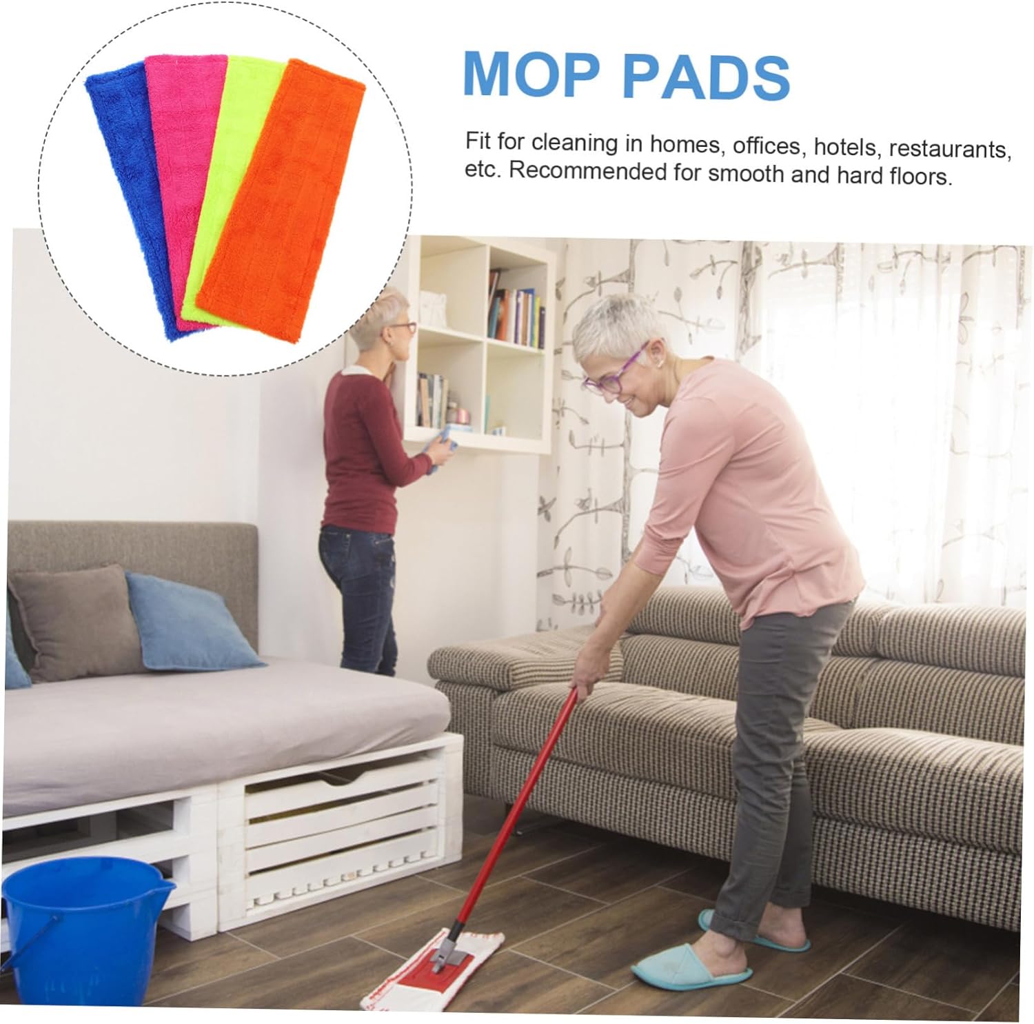 4pcs Coral Fleece Mop Pads Washable Reusable