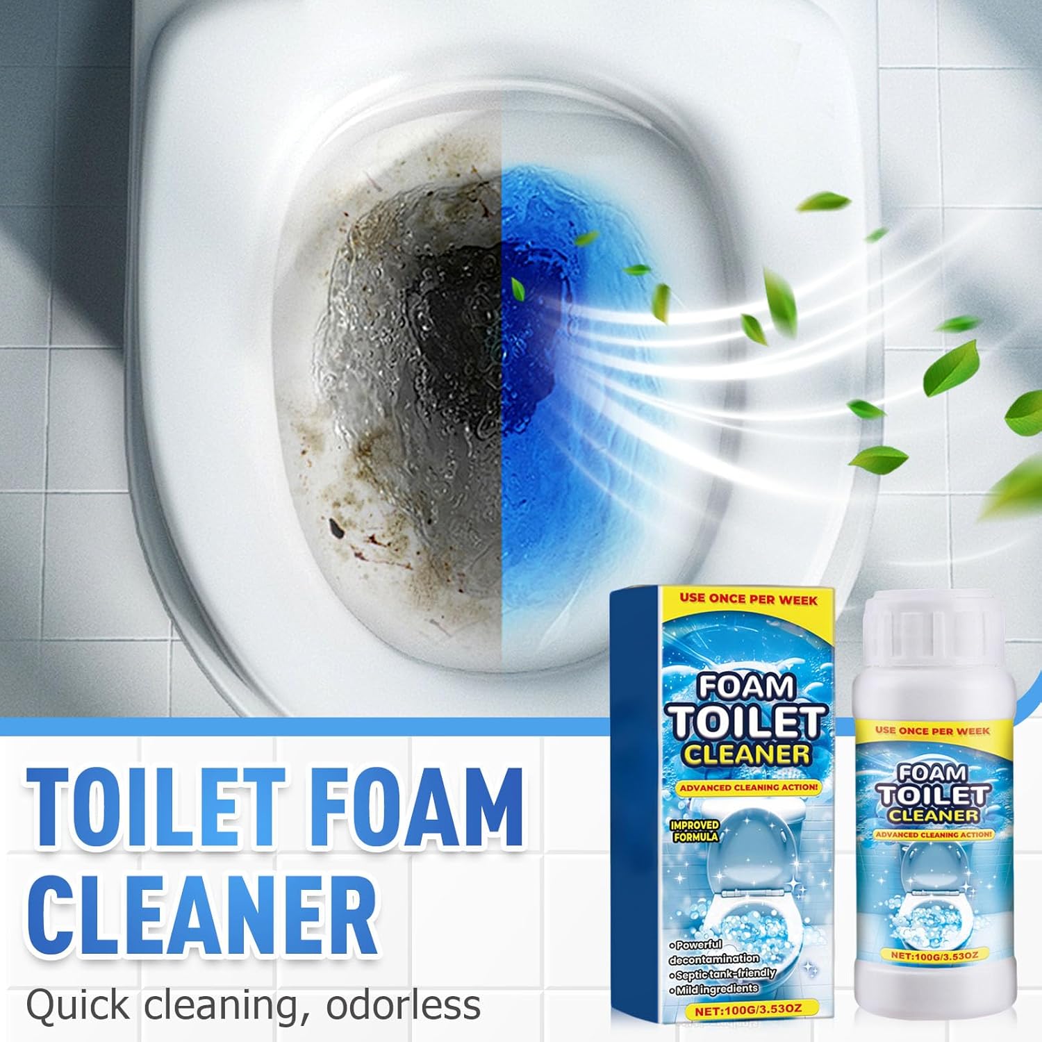 HISKI Foam Toilet Cleaner - 1oz Powerful Instant Bowl Cleaner