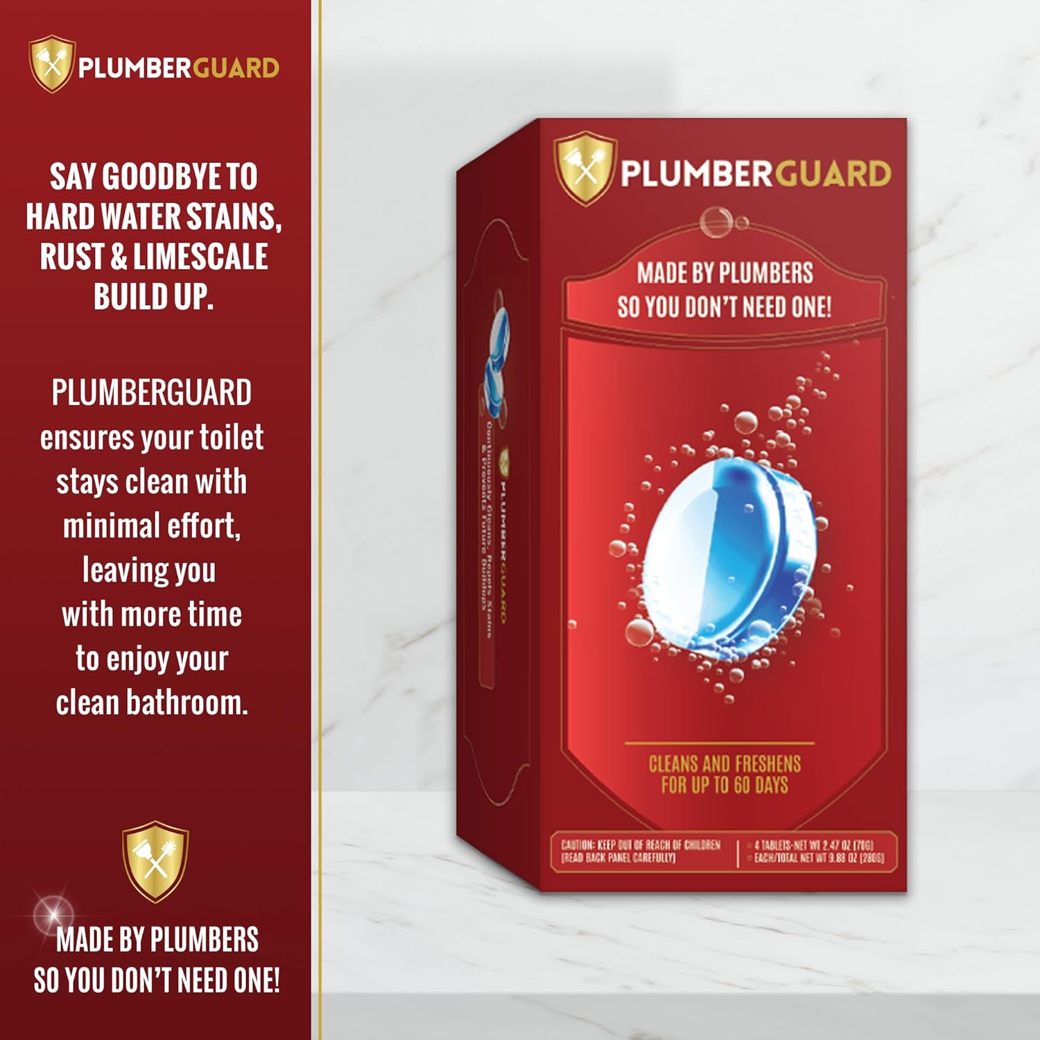 PlumberGuard Toilet Tablets 4 Pack - Chlorine Free