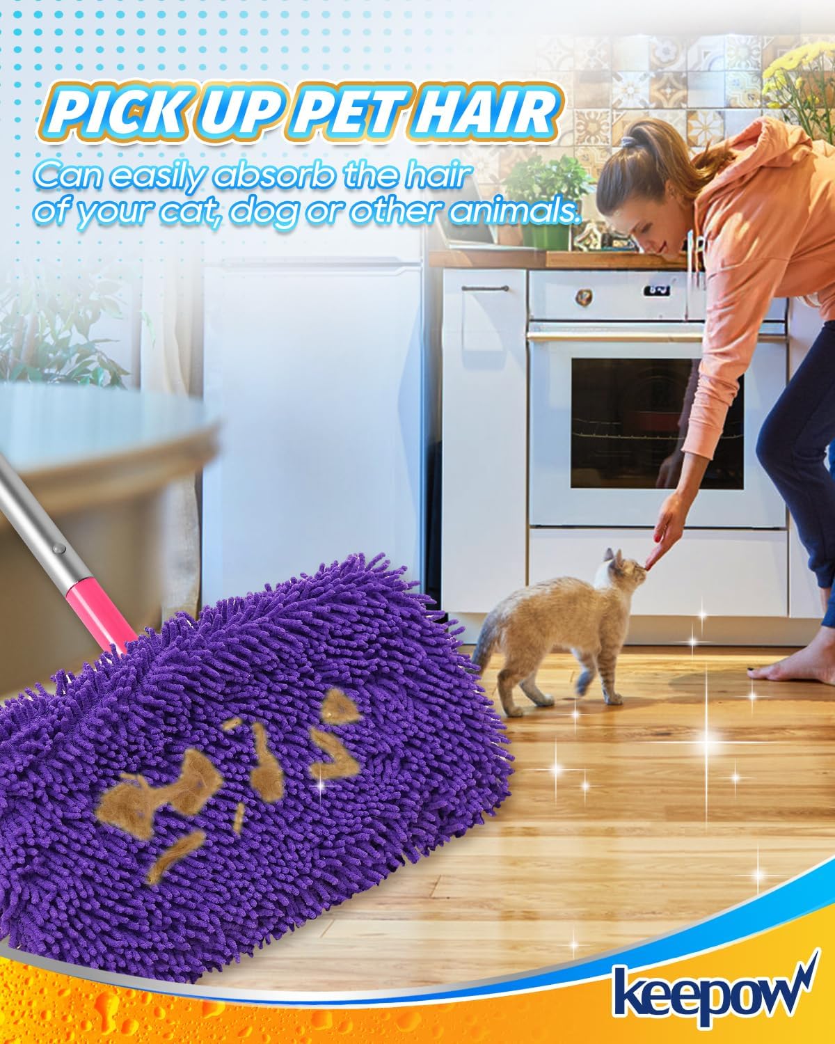 KEEPOW 8Pcs Reusable Microfiber Mop Pads for Swiffer Sweeper Mop 1