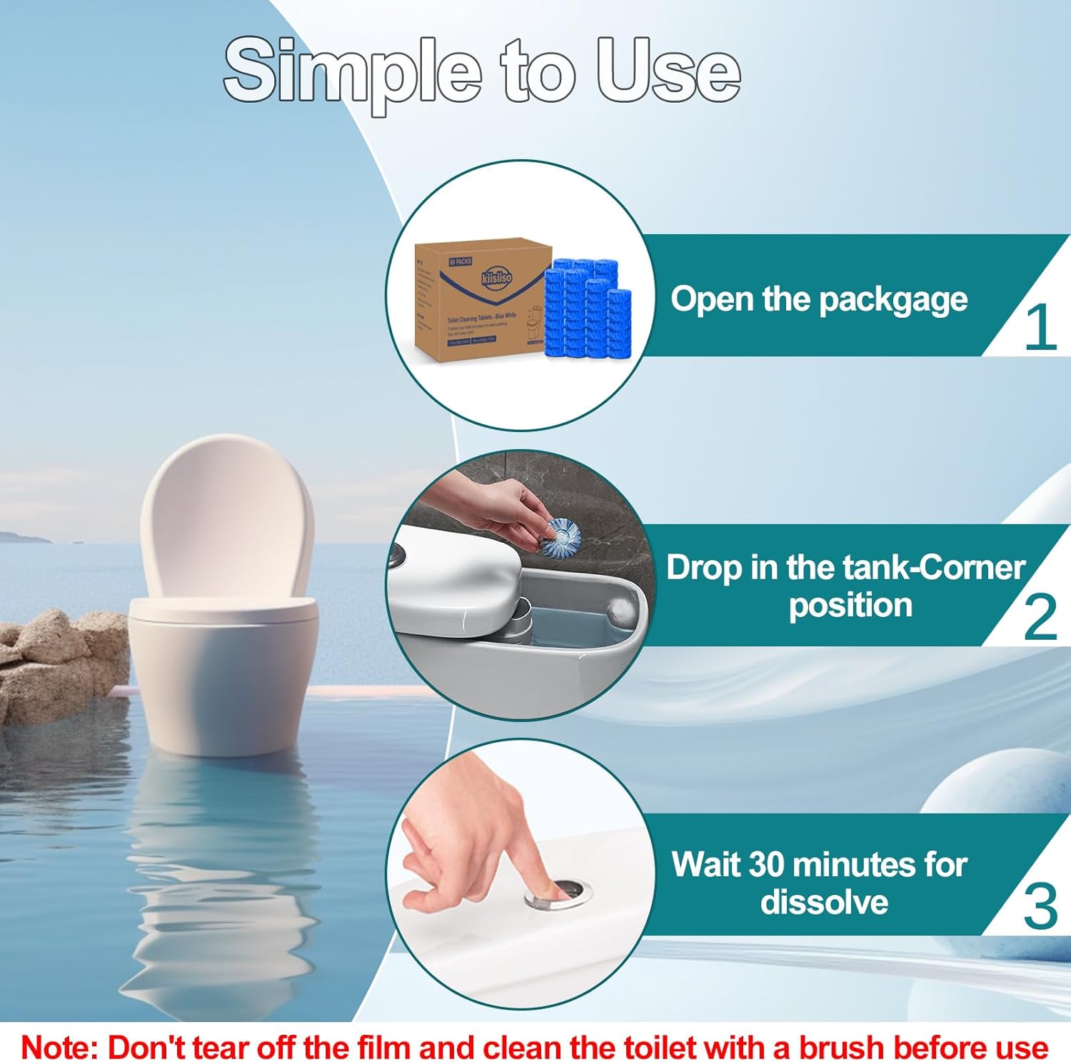 KIISIISO Toilet Bowl Cleaner Tablets 72 Pack 1