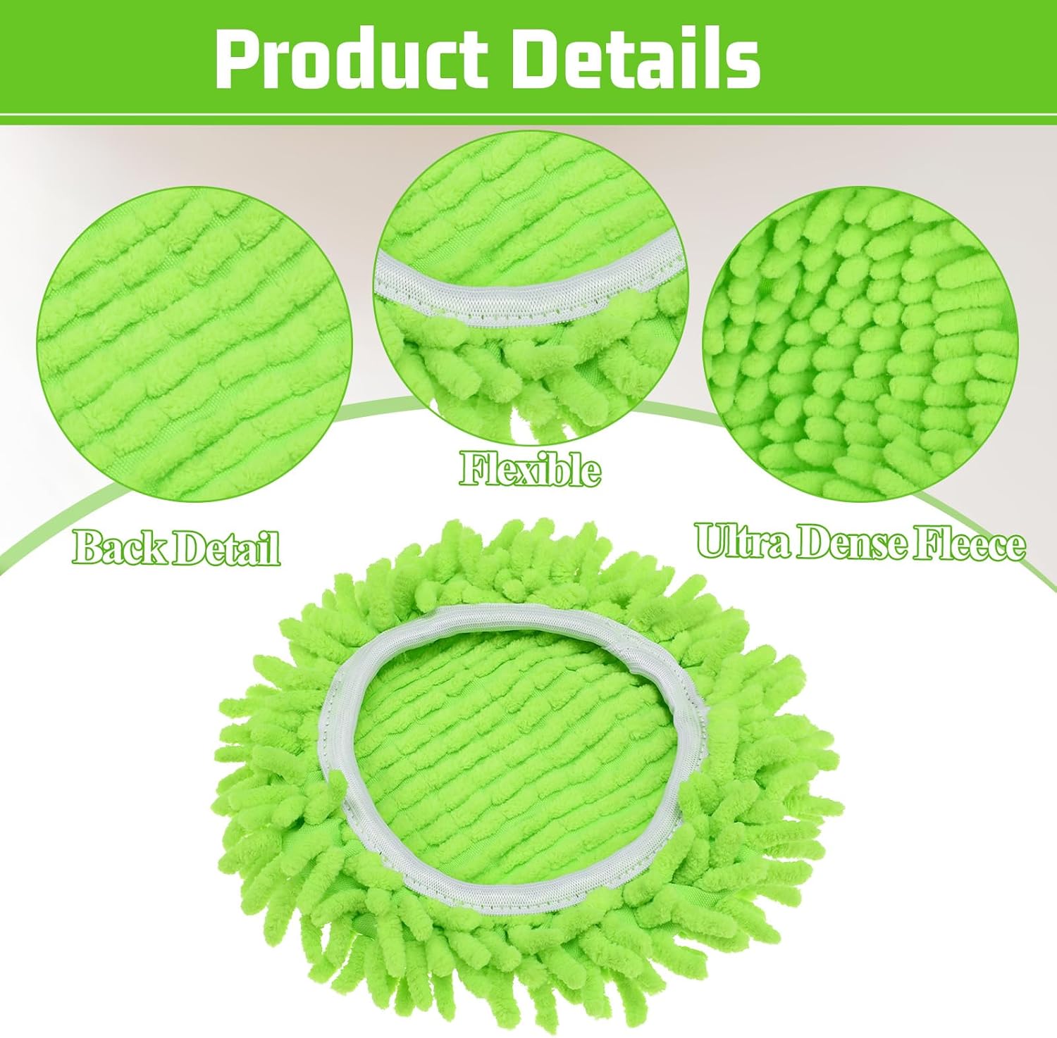 2 Pack Spin Mop Replacement Heads Green Machine Washable