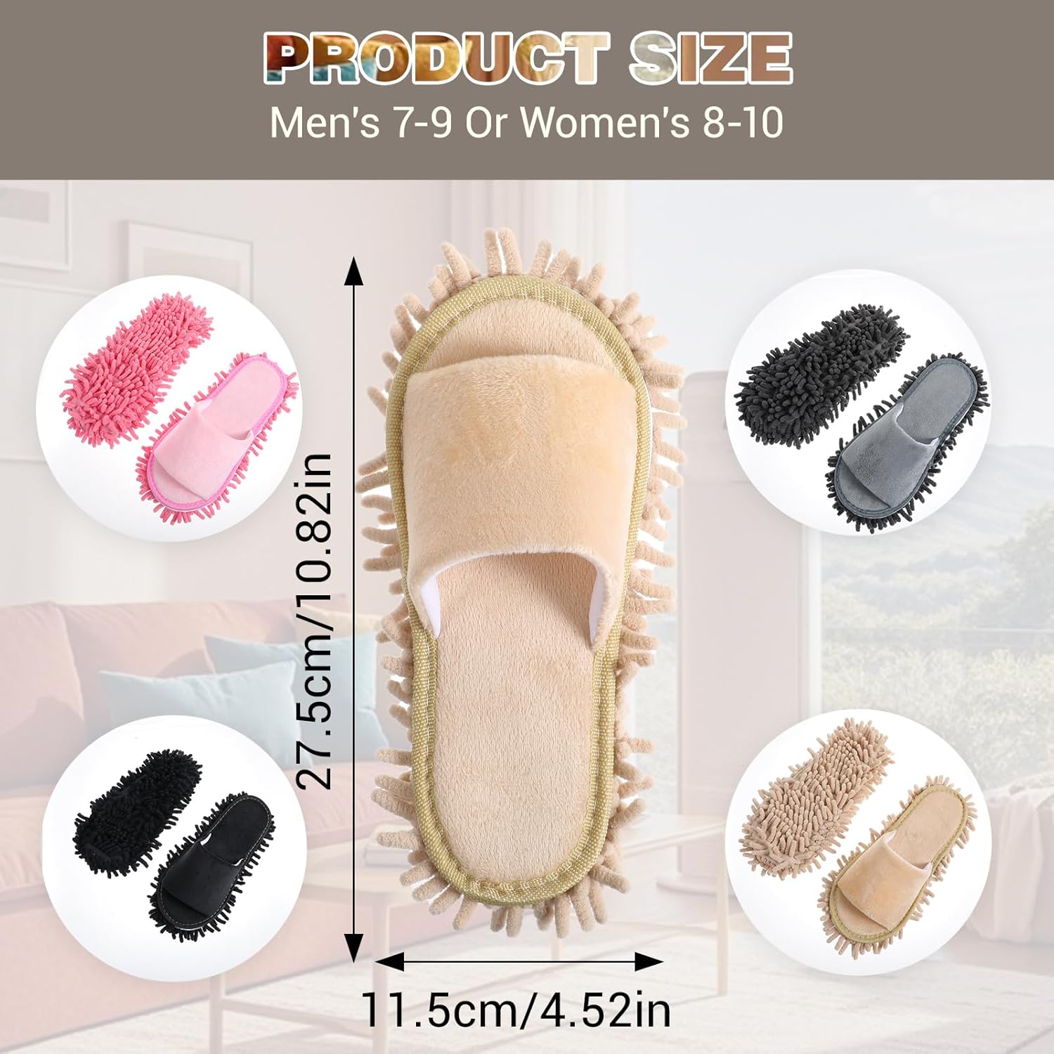 Telooco 4 Pairs Washable Mopping Slippers for Women