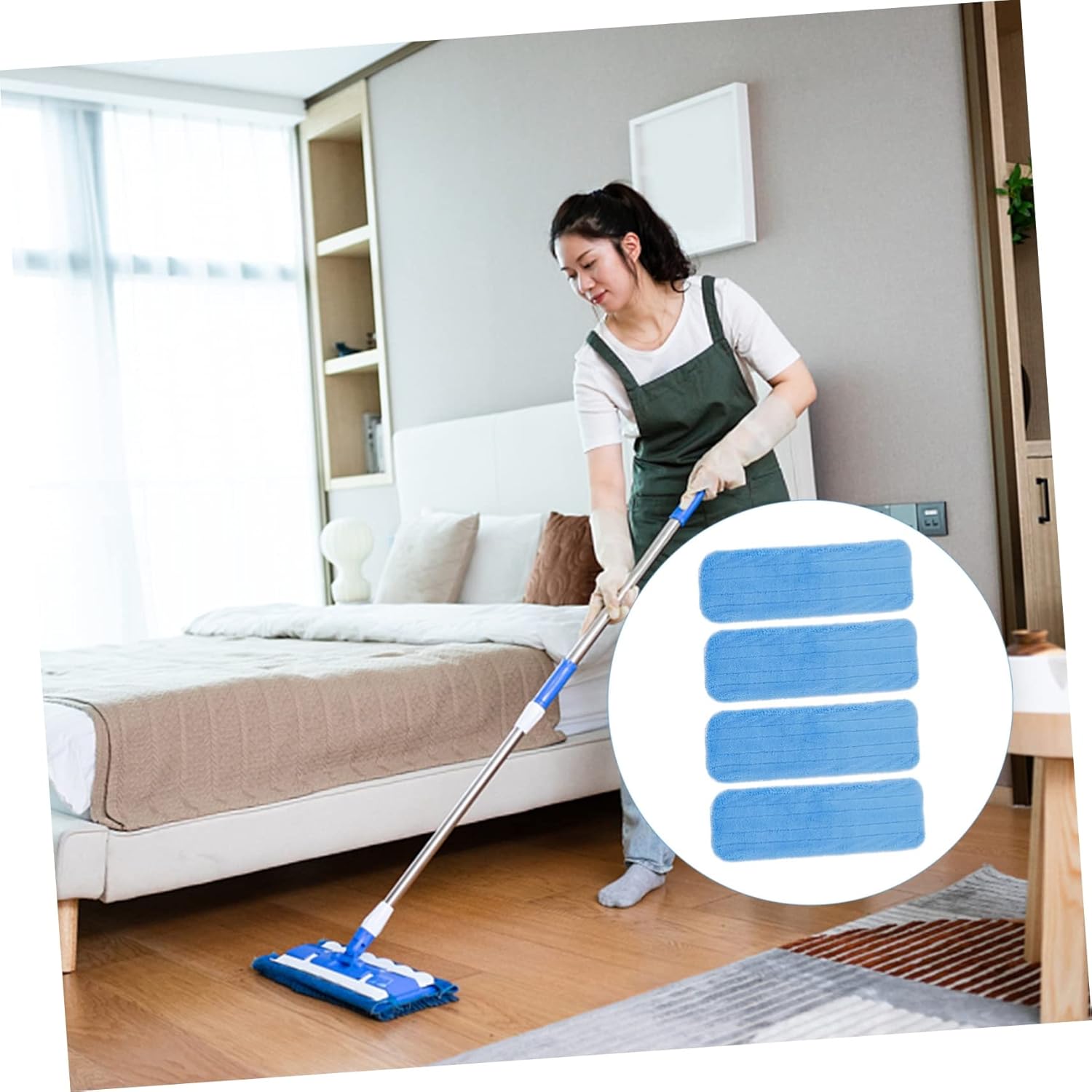 4pcs Reusable Washable Mop Pads for Hard Floors
