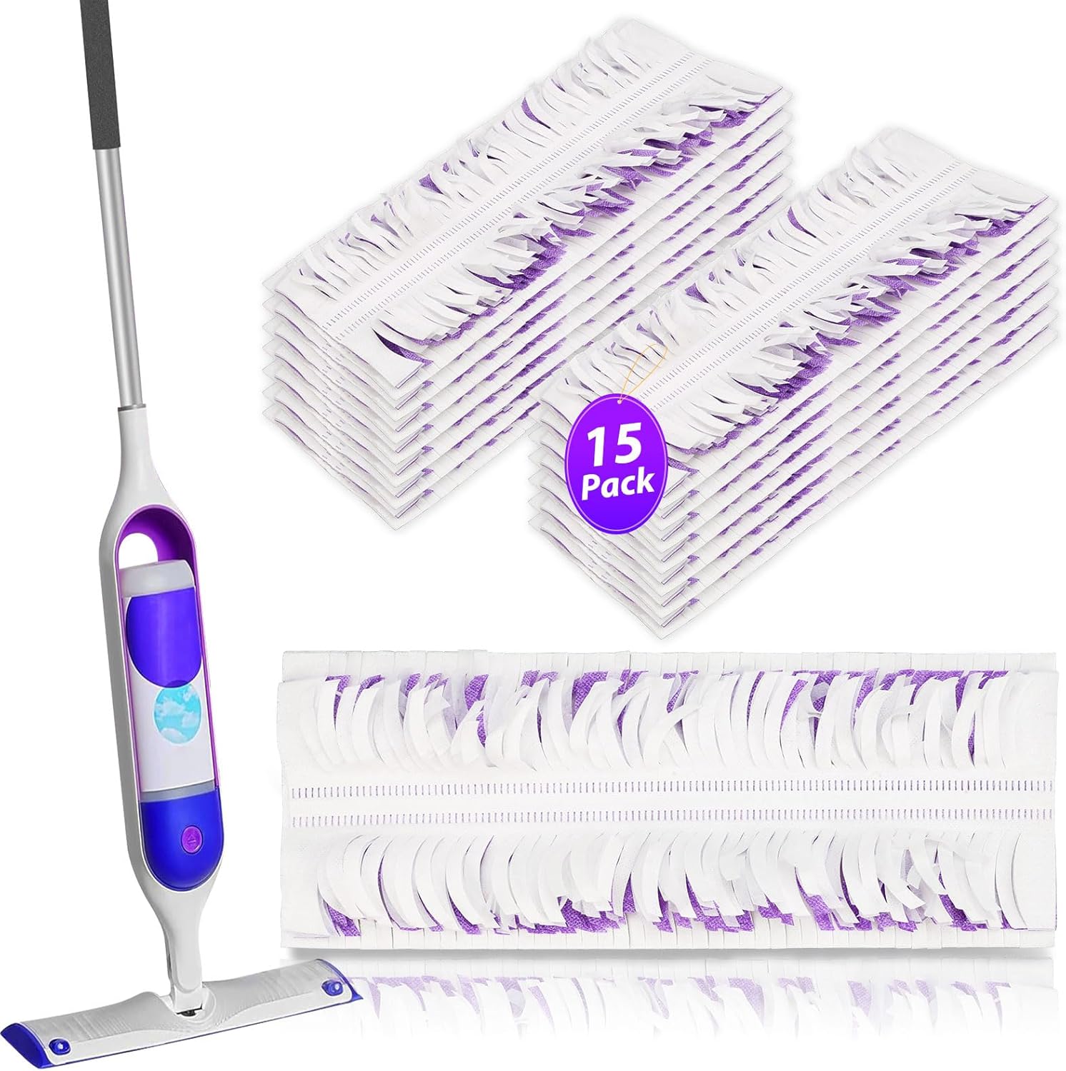KozzHogar Disposable Mopping Pads Refills Purple-15 Pack