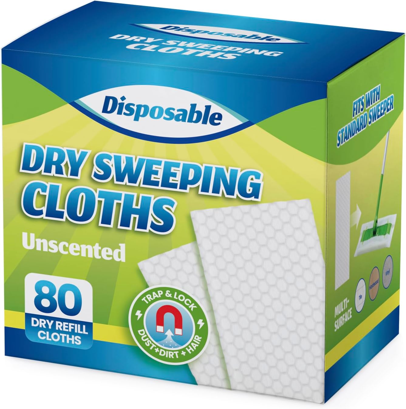 Peachicha Dry Sweeping Cloths Refills for Swiffer 80 Count Pack