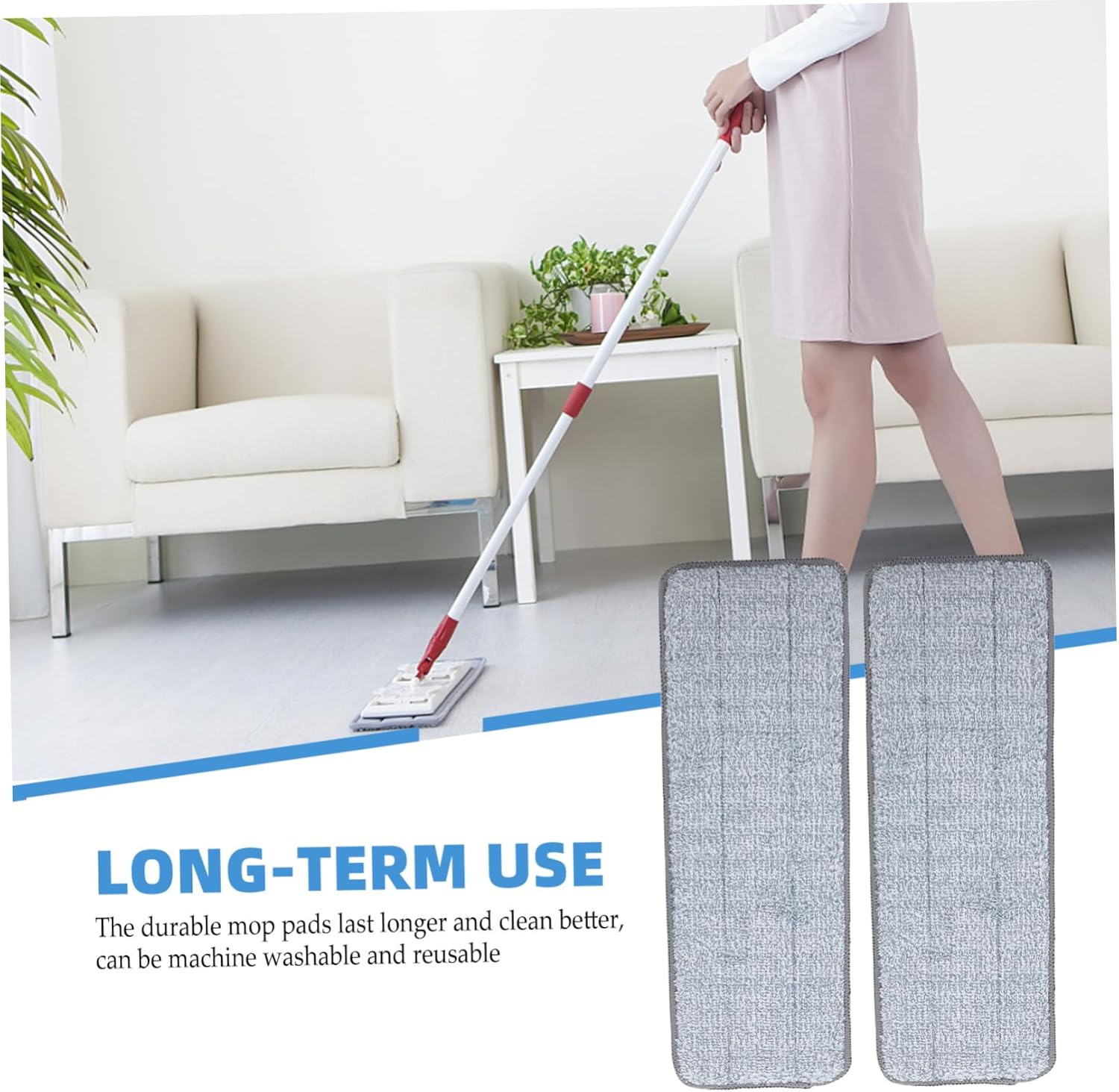 Ipetboom Mop Pads 2 Pack Washable Cleaning Pads for Hard Floors