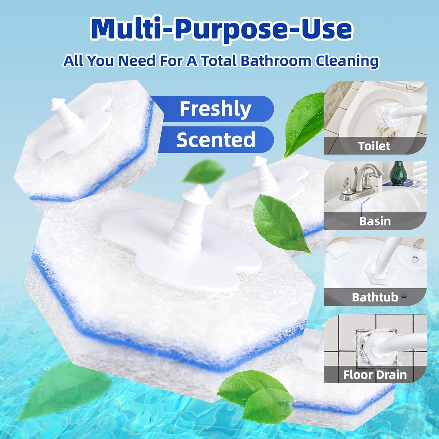 KOKL 60pcs Toilet Brush Refills Disposable Bathroom Cleaners