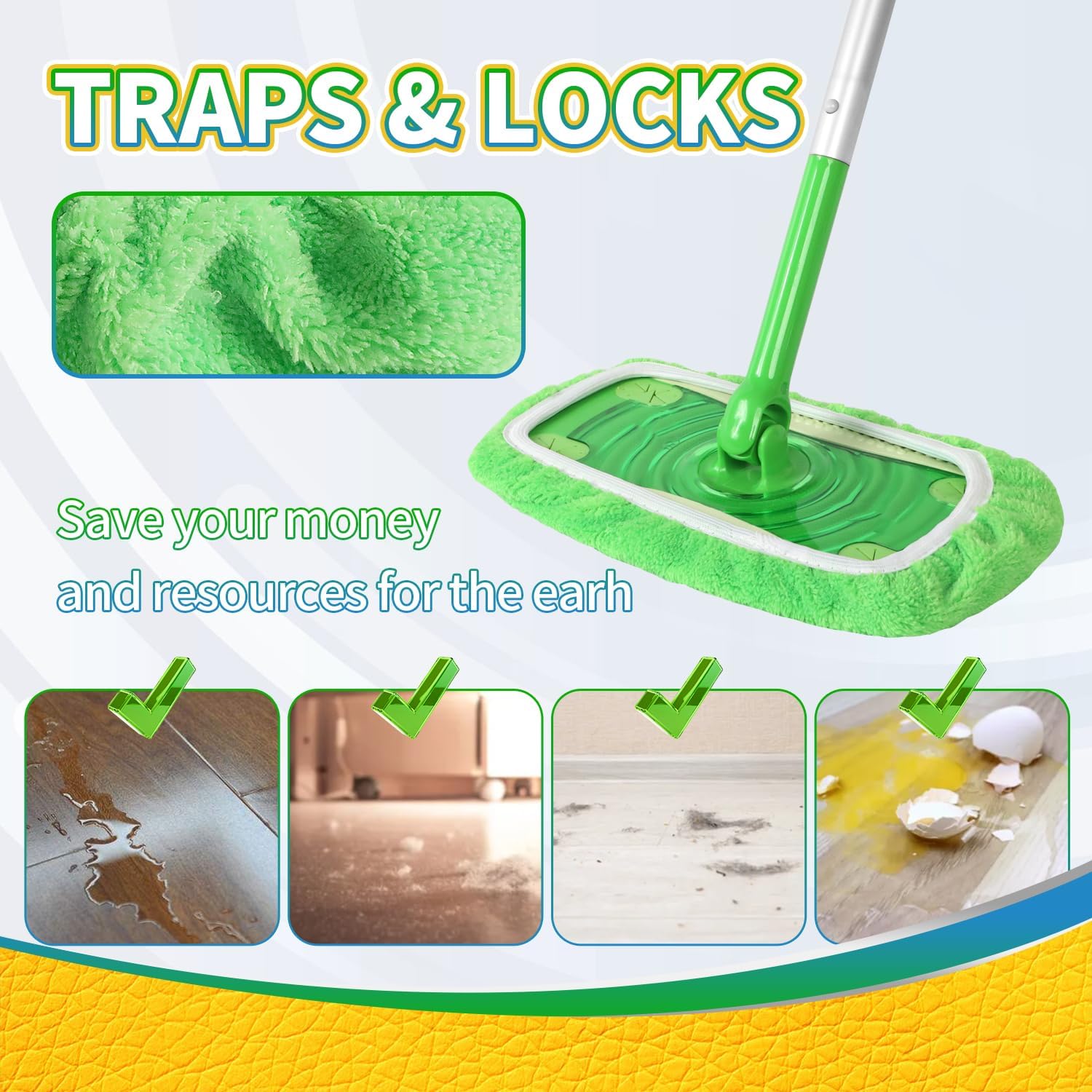 AmaVins 6 Pack Microfiber Mop Pads for Bona Swiffer 1