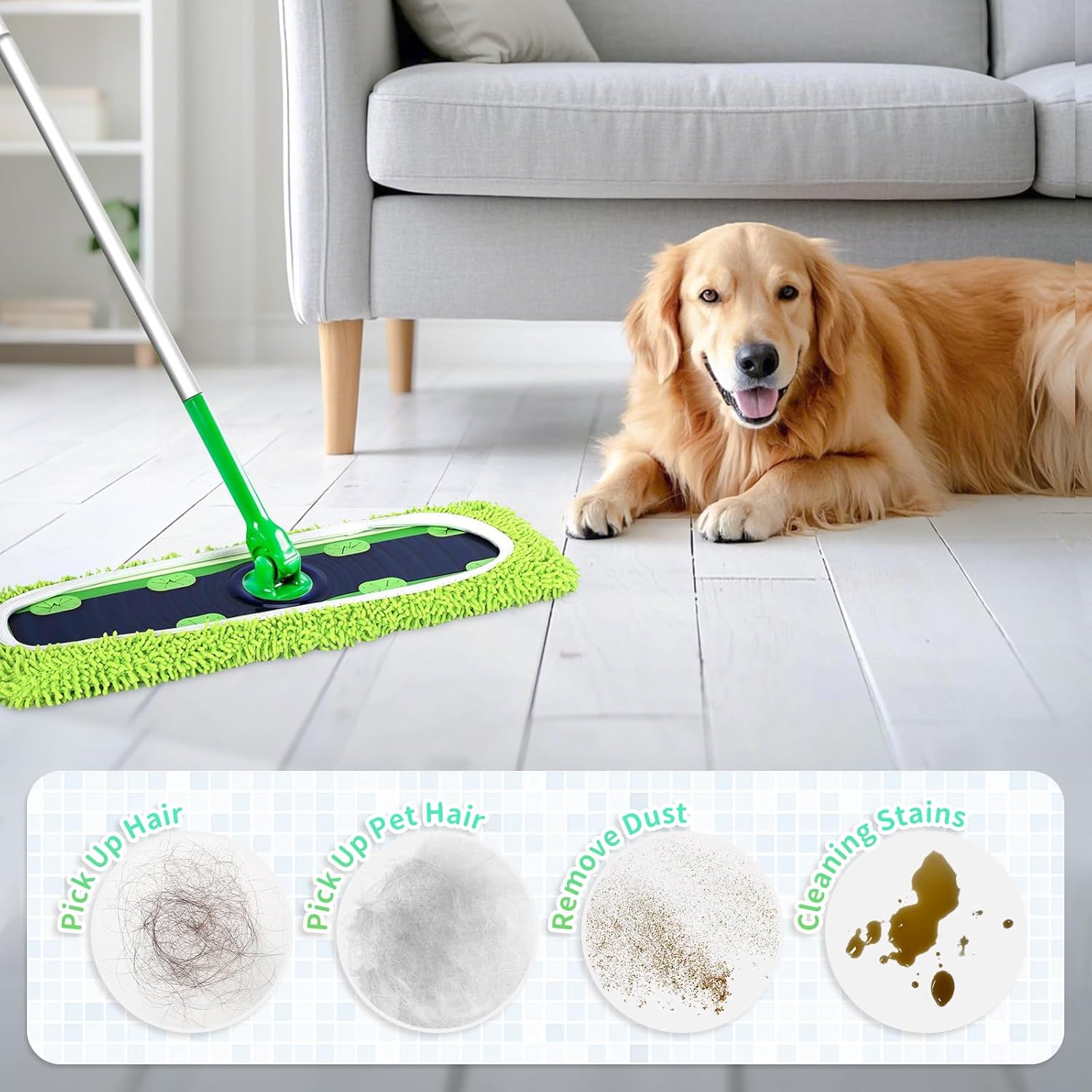 Nicemiya 4 Pack Reusable X-Large Mop Pads for Swiffer Sweeper XL