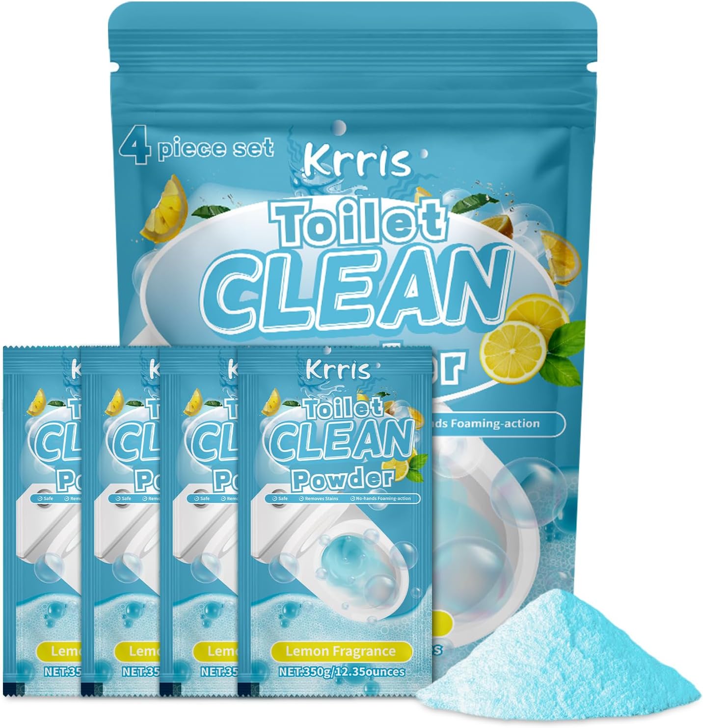 Krris Powerful Foaming Toilet Cleaner 4 Packs 3 oz Lemon Flavor