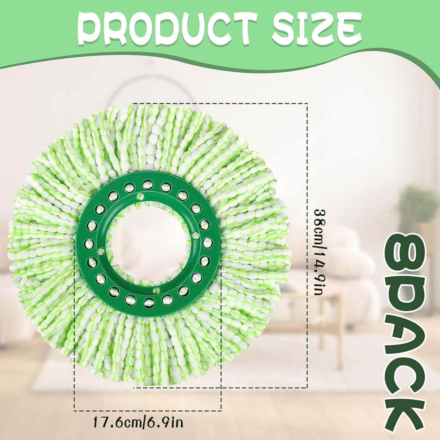 8 Pack Mop Head Replacement for Libman Tornado Spin Mop