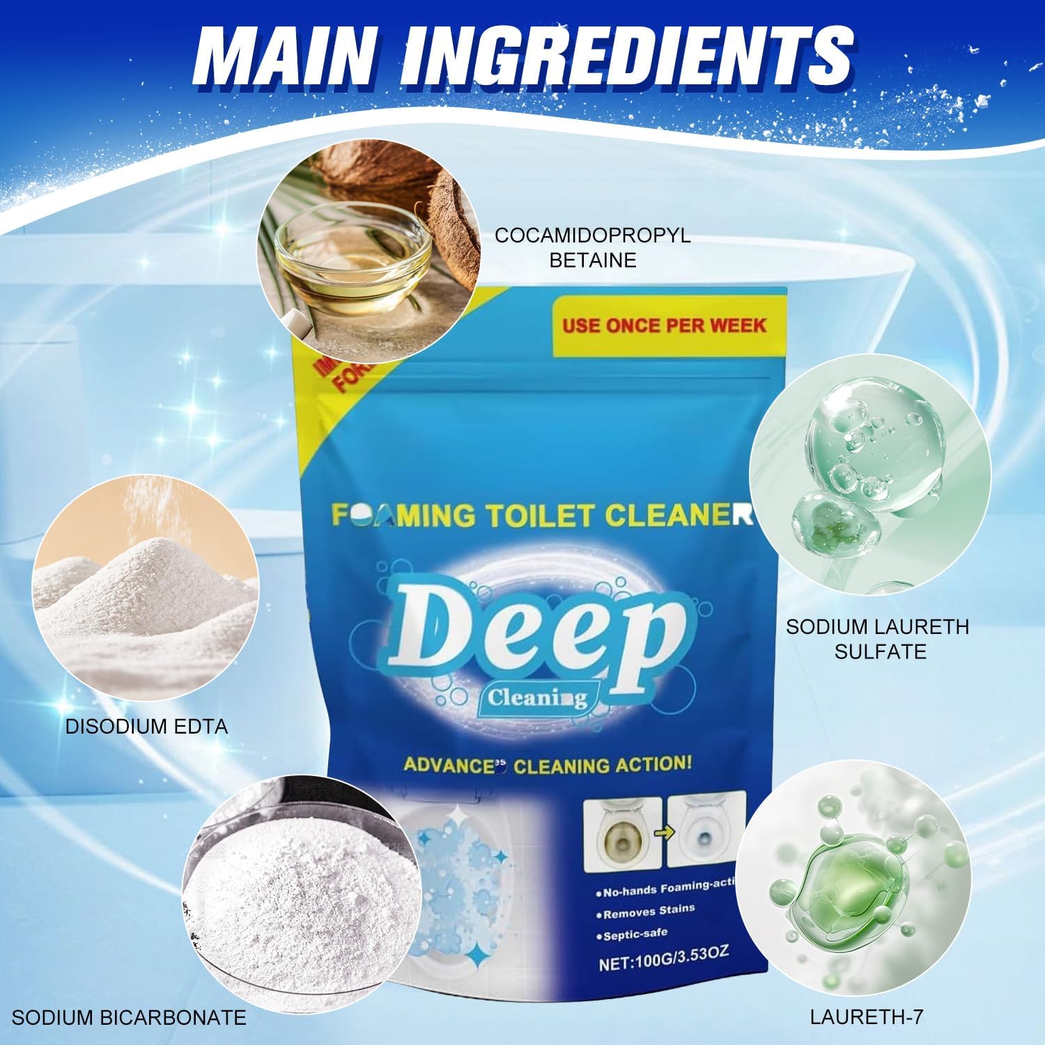 Iaolose 2PCS Toilet Cleaner with Deep Cleaning Powder