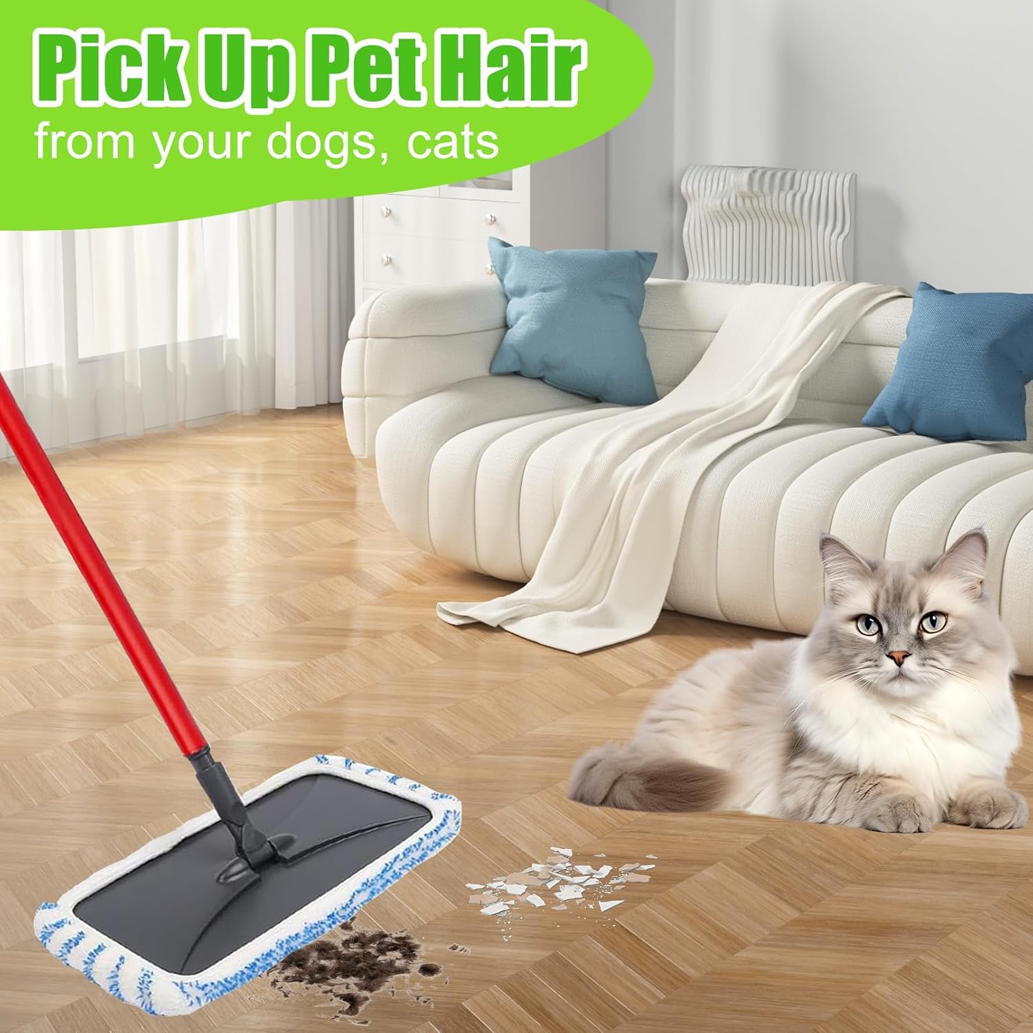 WVYNUYQP Reusable Cotton Microfiber Mop Pads 4 Pack