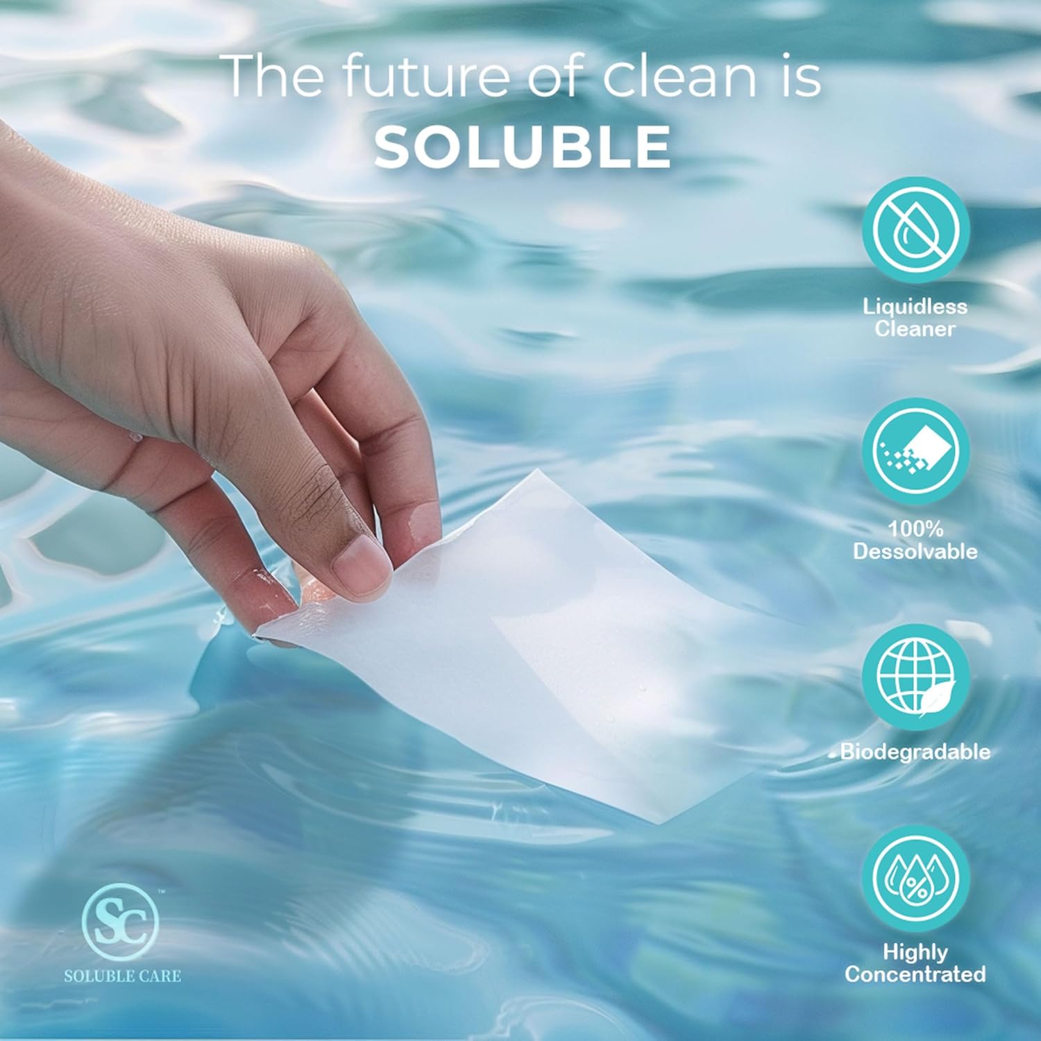 Soluble Care Dissolvable Toilet Cleaner Sheets 40 Pack Pine Scent