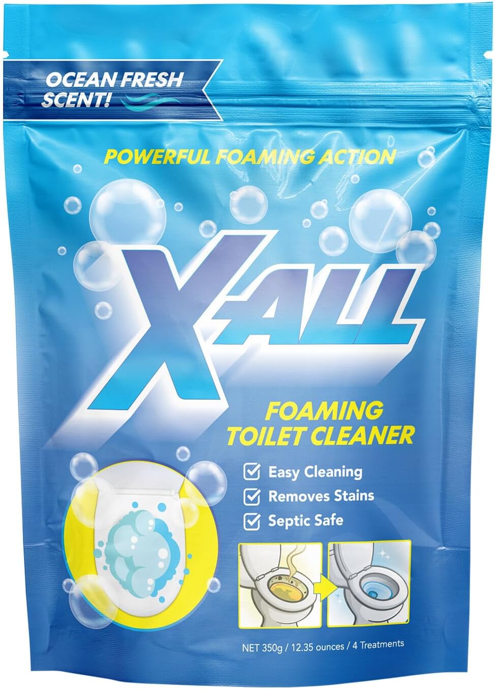 X All Foaming Toilet Bowl Cleaner - Self-Activating Miracle Powder