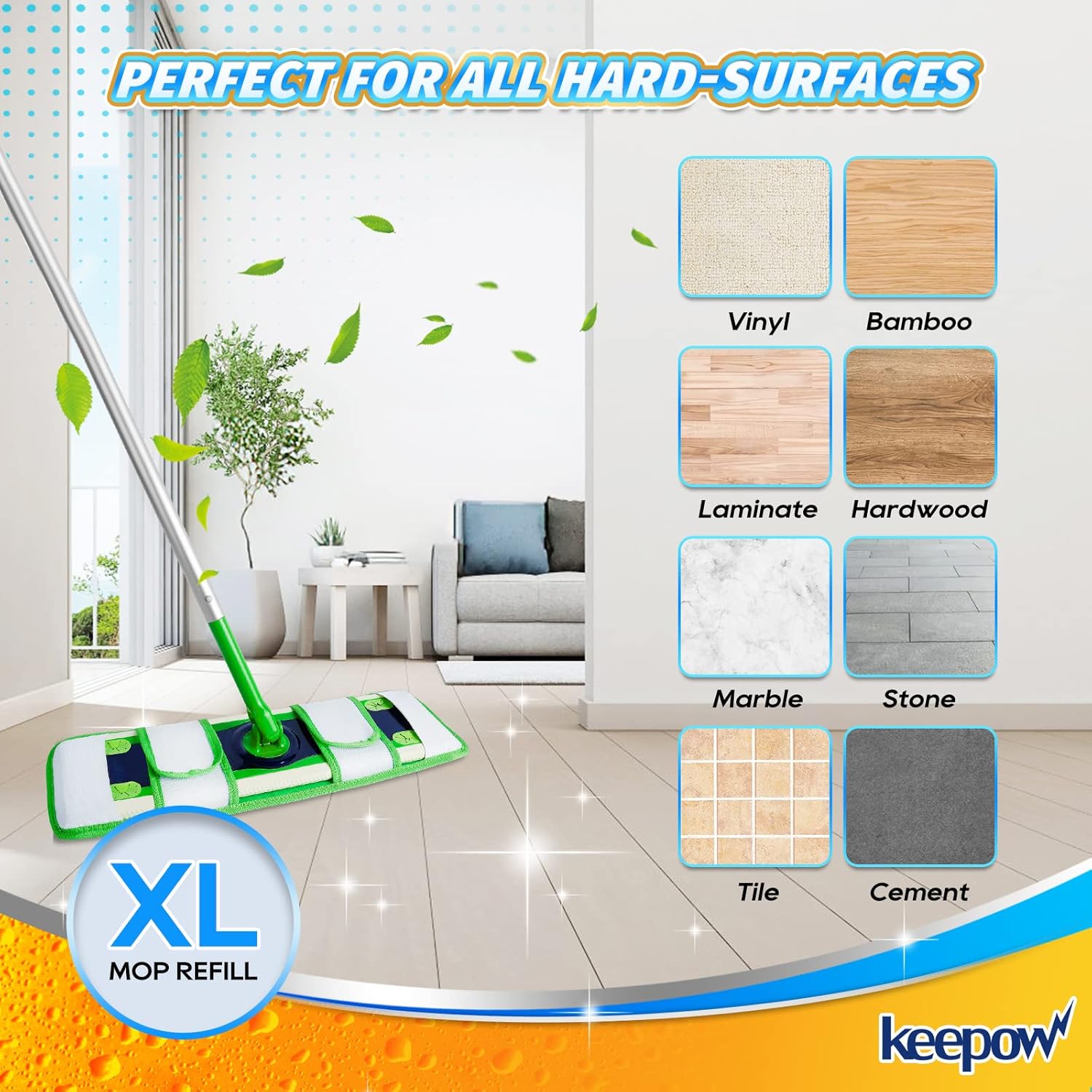 KEEPOW XL Wet Pads Refills for Swiffer XL - 4 Pack