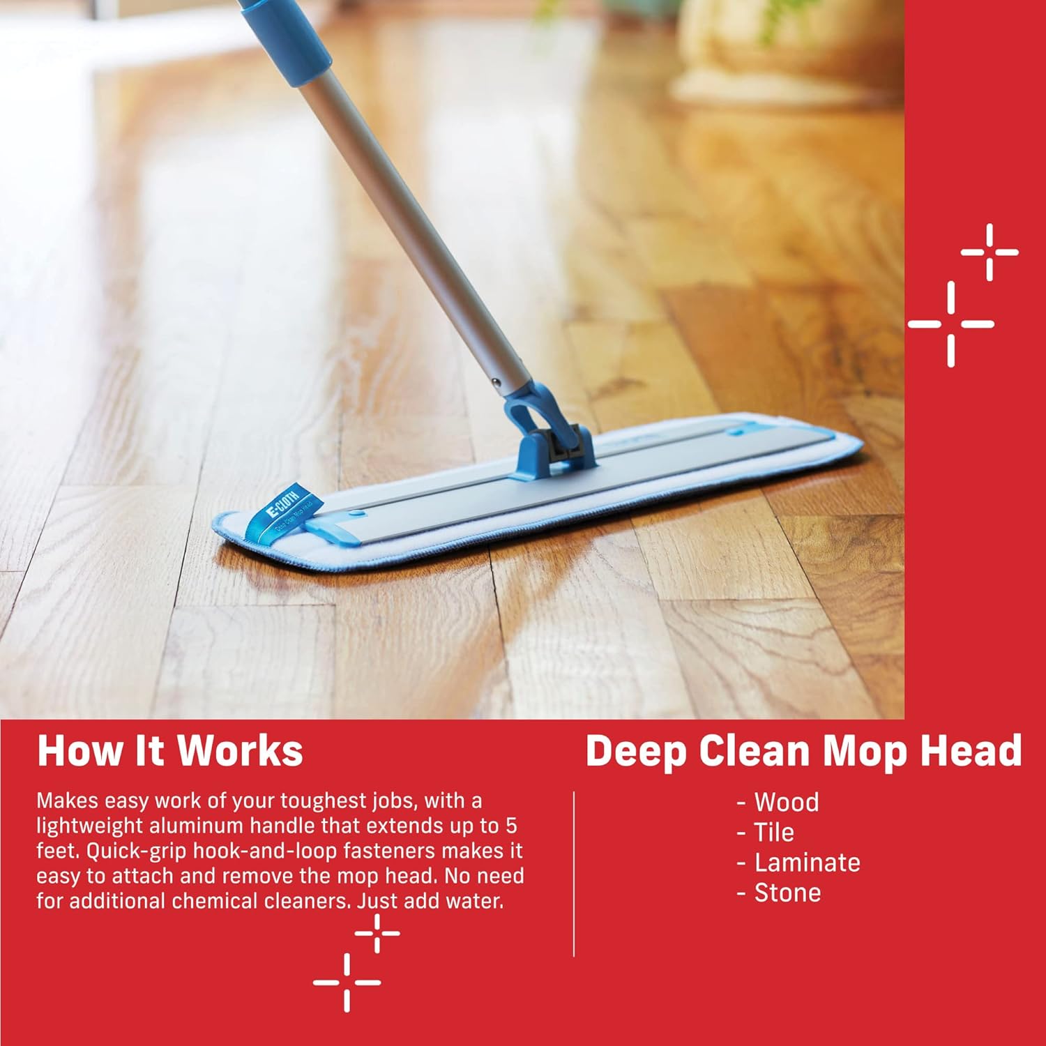 E-Cloth Deep Clean Microfiber Mop Heads 2 Pack