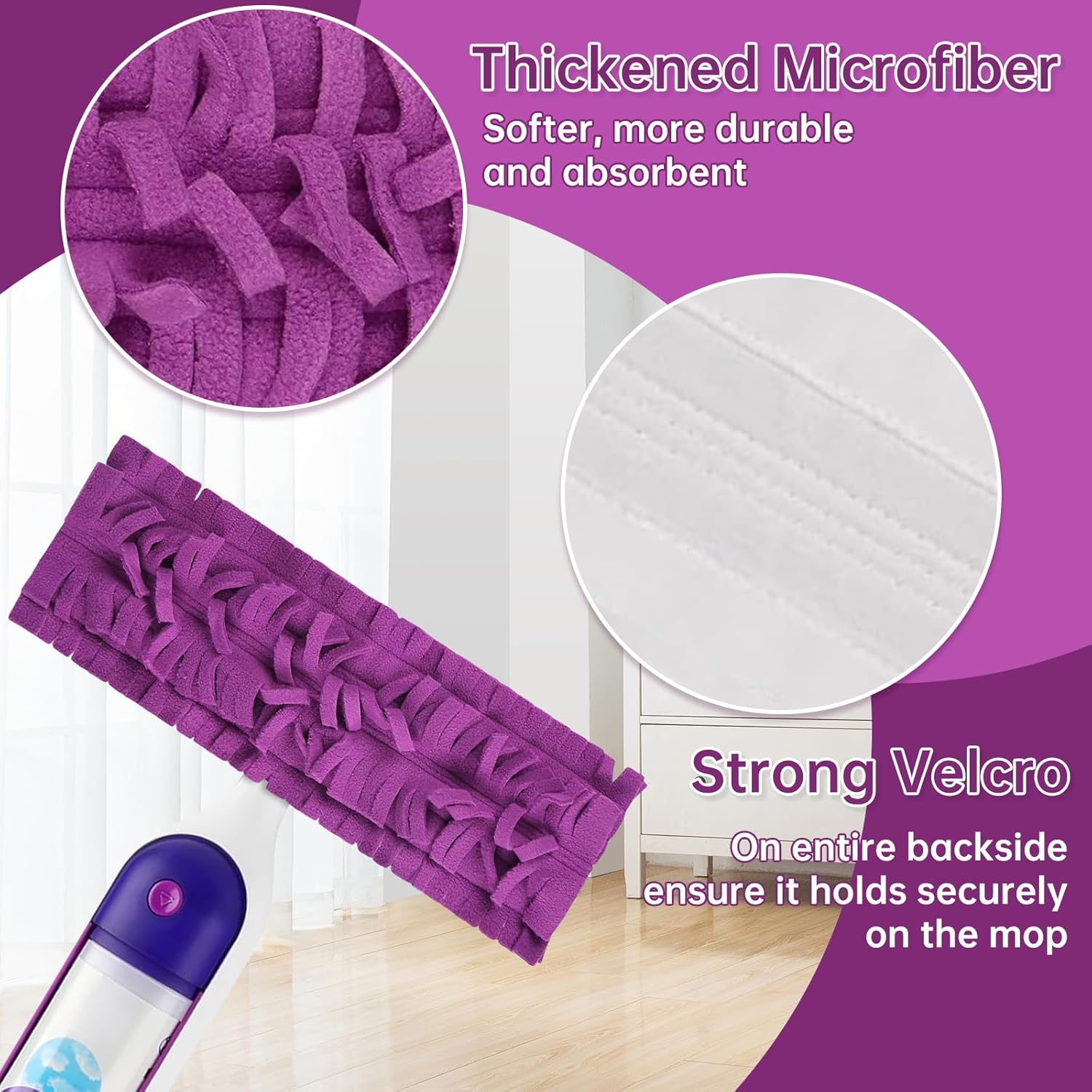 8 Pack Purple Microfiber Mop Refill Pads for Swiffer PowerMop