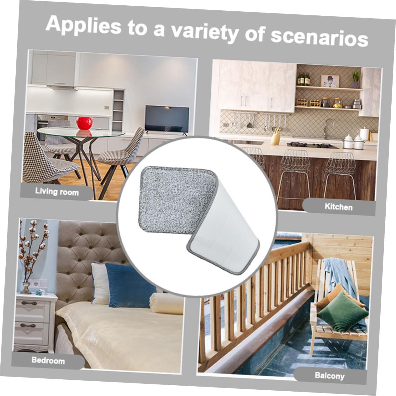 3PCS Reusable Flat Mop Pads for Smooth Floor Cleaning