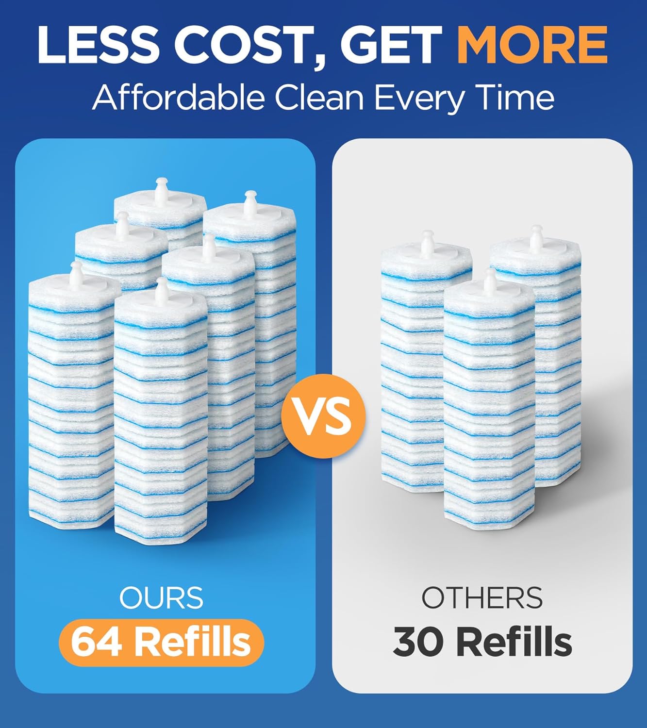 Caspeak 64 Count Toilet Wand Refills with 5X Cleaning Power