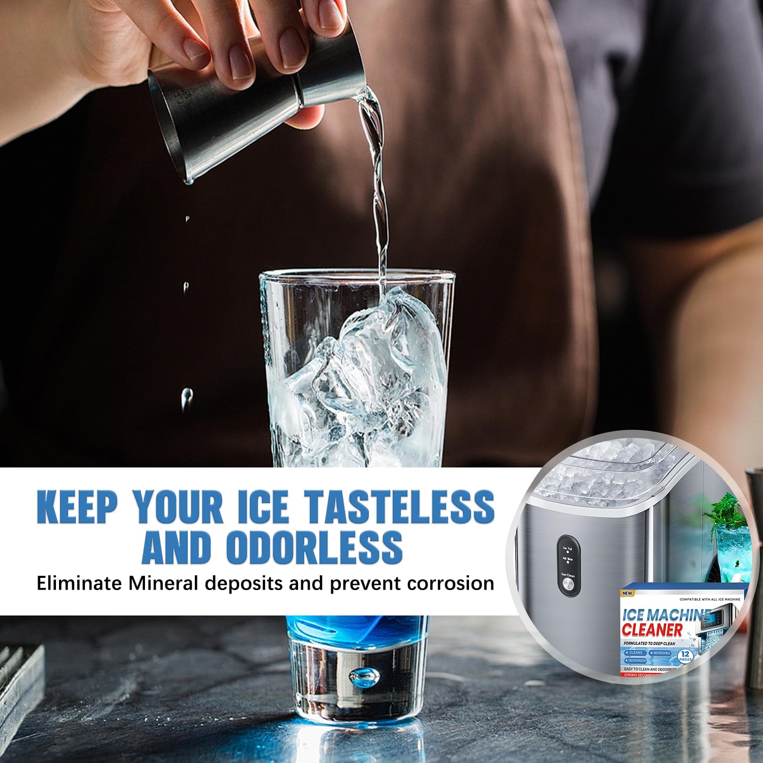 iaredon Ice Maker Descaler Cleaner Tablets 12 Count for All Ice Machines