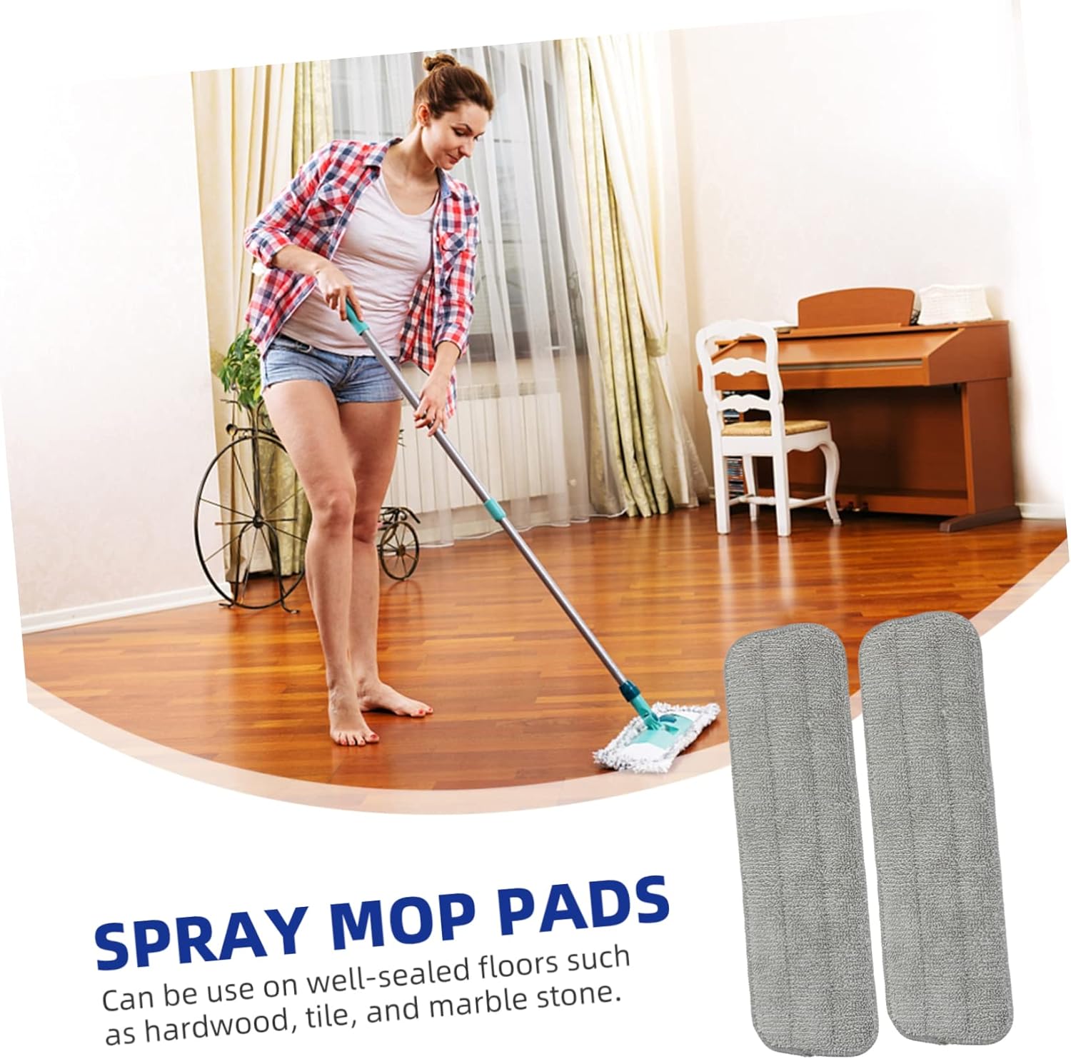 5Pcs Reusable Mop Pads for Efficient Floor Cleaning