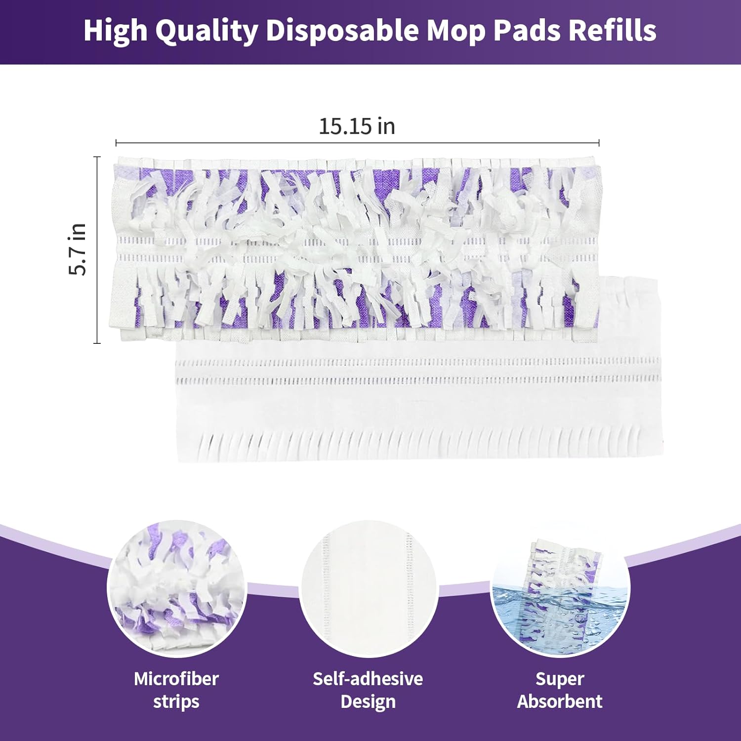 40 Pack Disposable Power Mop Refills for Multi-Surface Cleaning