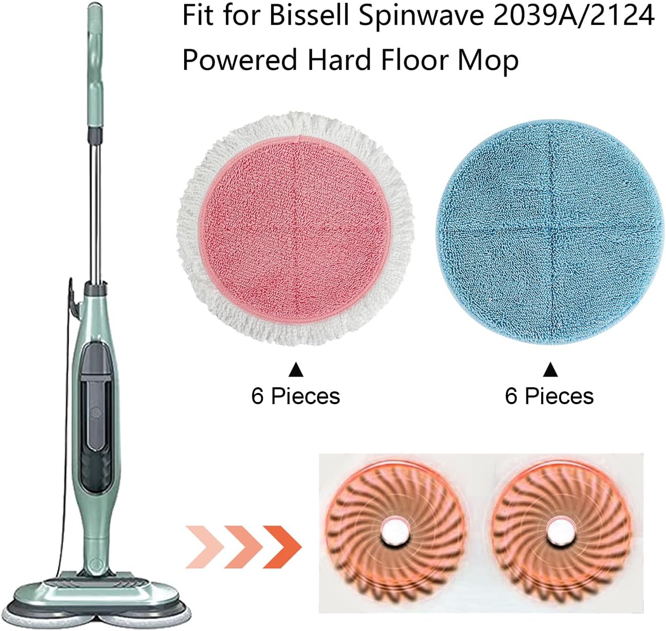 BeiLan Spin Wave Replacement Mop Pads 12 Pack