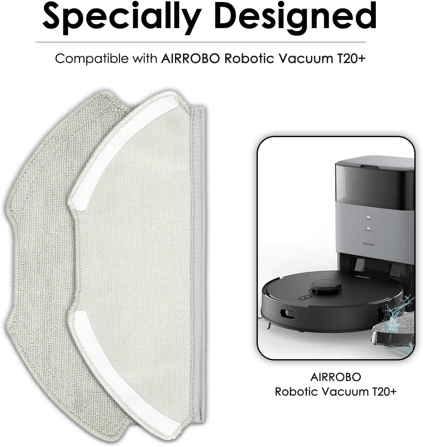 4 Pack T20 Replacement Mop Pads for Airrobo Robot Vacuum