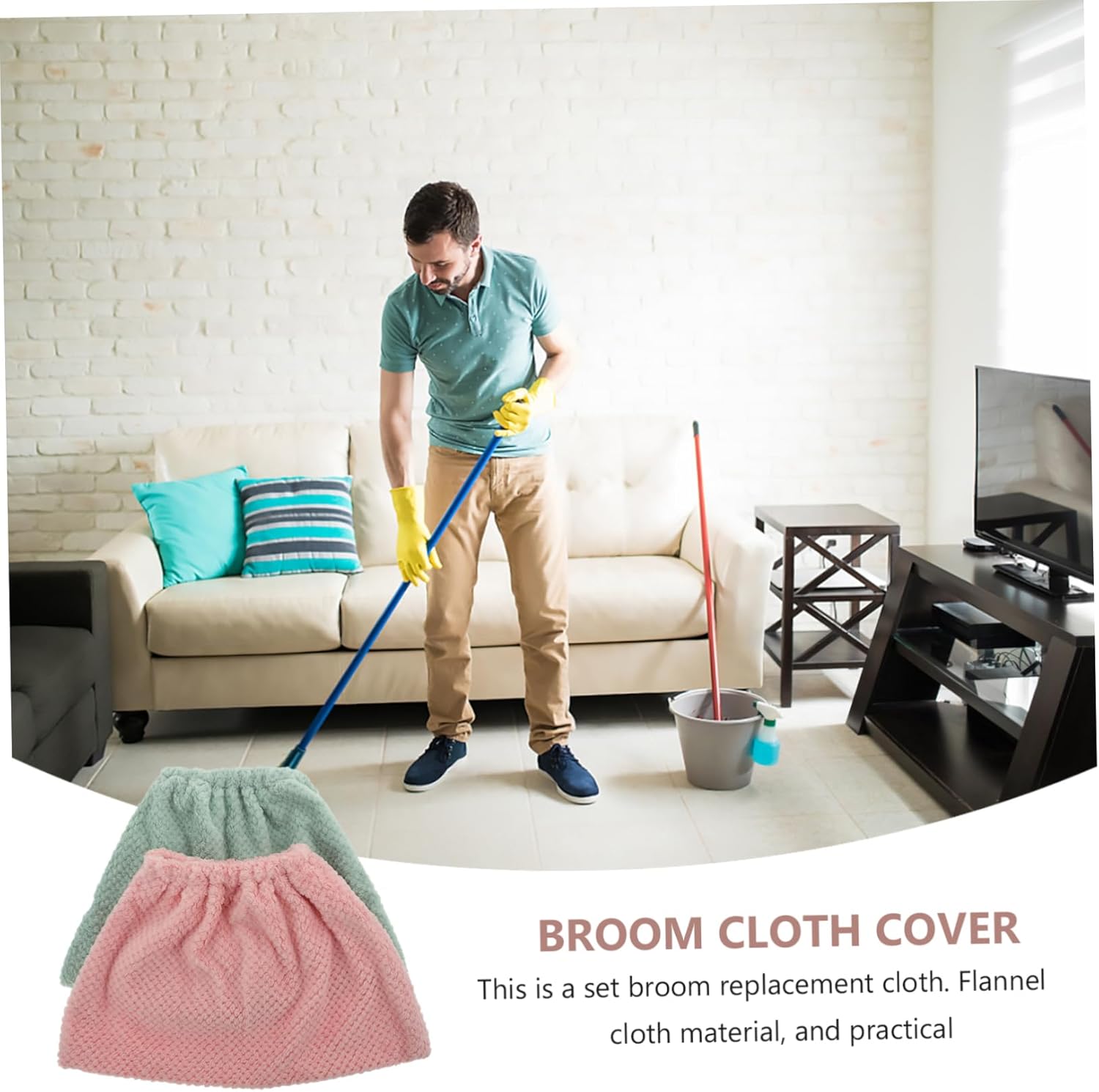 2pcs Flannel Broom Cloth Cover for Efficient Cleaning