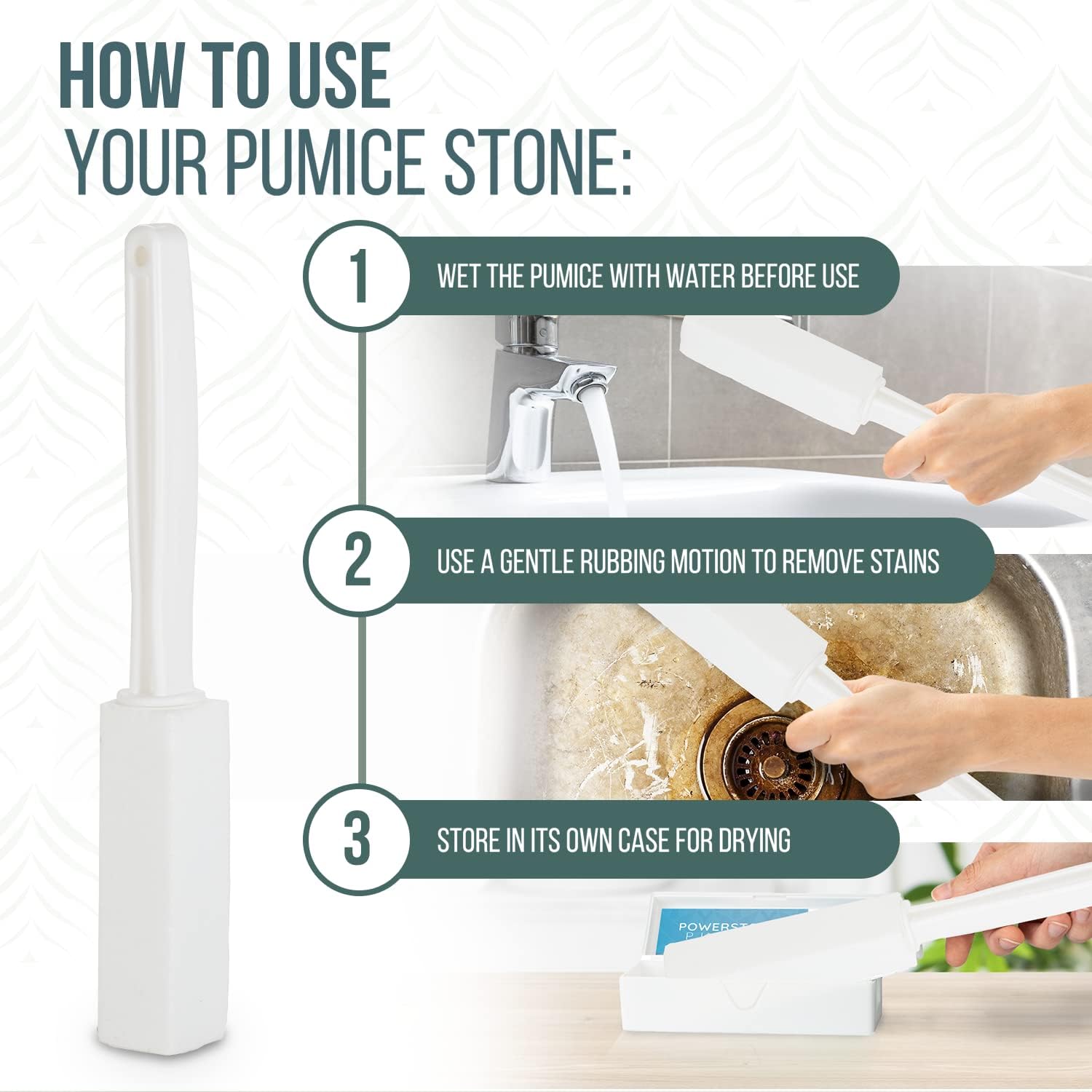 Powerstone Pumice Stone Toilet Cleaner 4 Pack with Storage Case