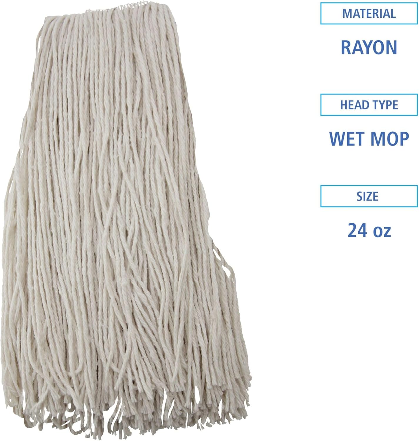 Boardwalk Premium Cut-End Wet Mop Heads 24oz White 12Carton