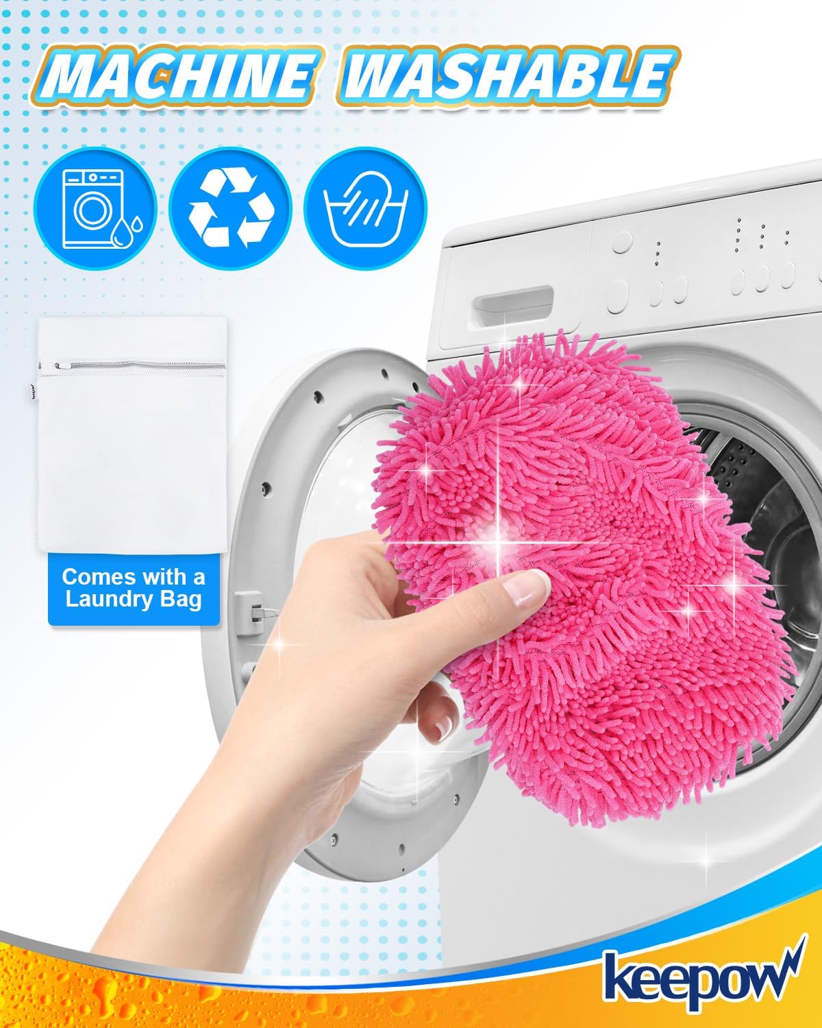 KEEPOW Reusable Microfiber Mop Pads 4PCS
