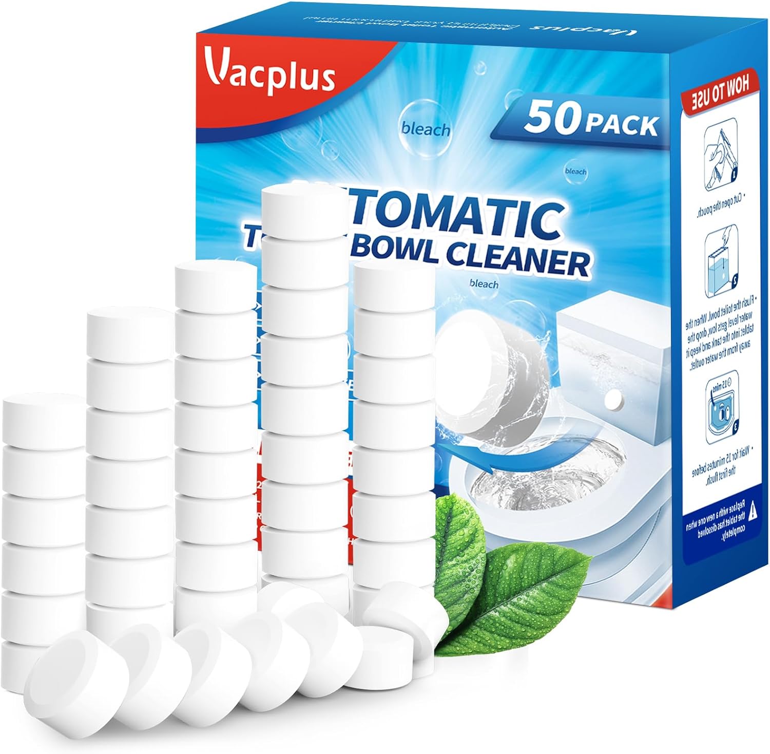 Vacplus Toilet Bowl Cleaner Tablets 50 Pack