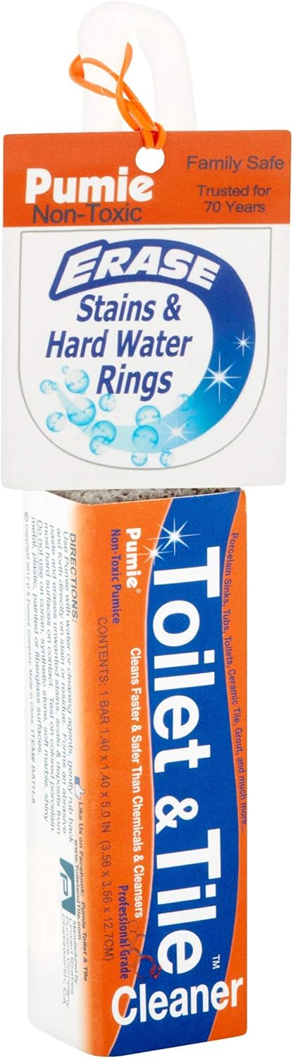 PUMIE Toilet Bowl Ring Cleaner with Pumice Stone Handle 2 Pack