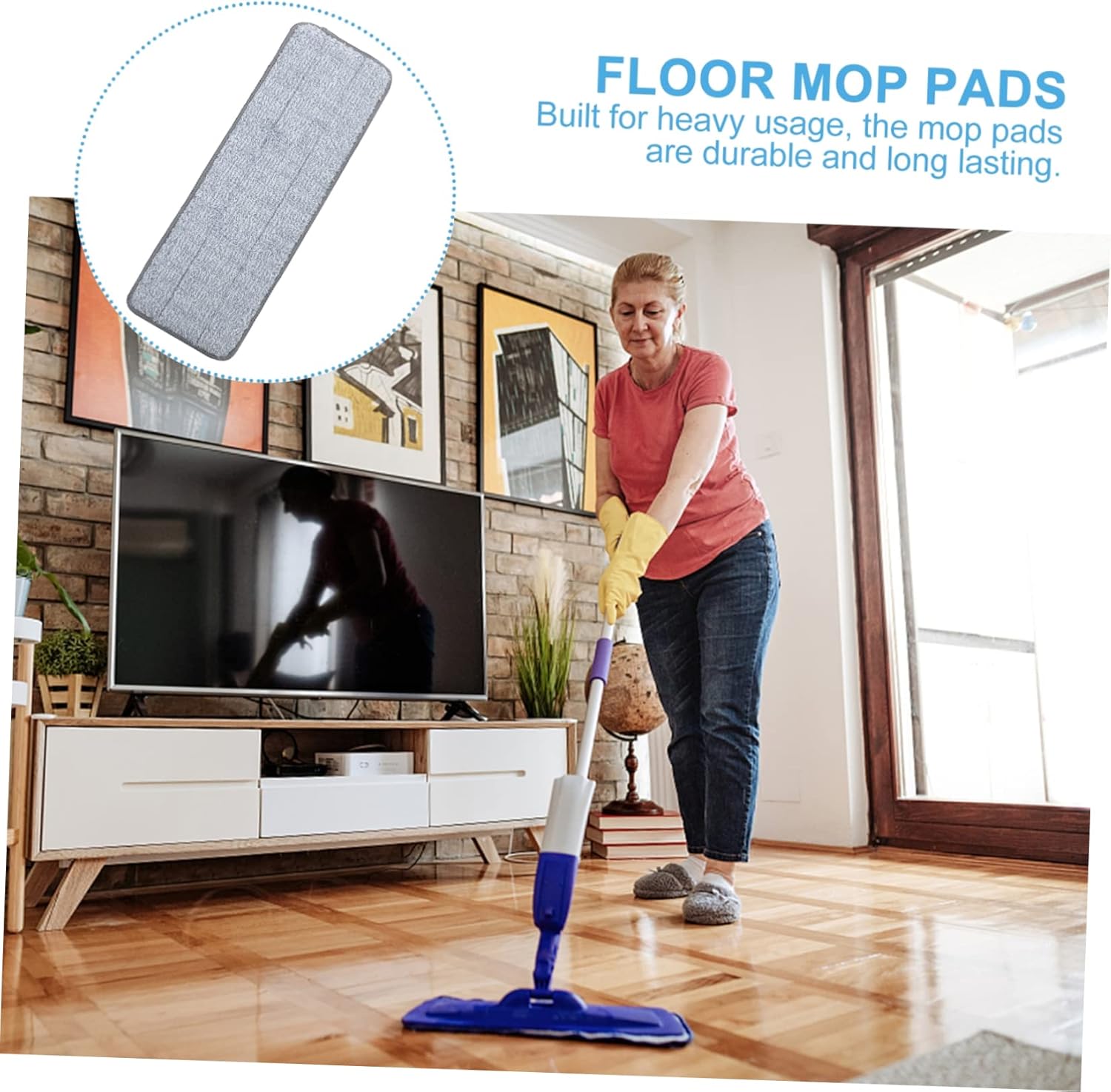 2pcs Replacement Mop Pads for Hardwood Tile Marble