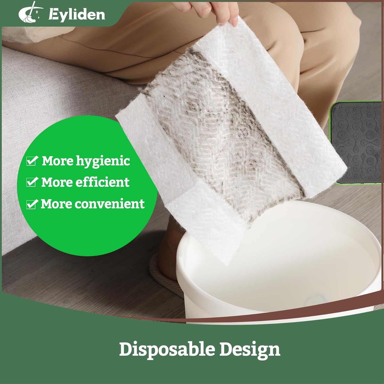 Eyliden 24 Count Dry Mop Pads 10 Inch Replacement for Sweeper Mops