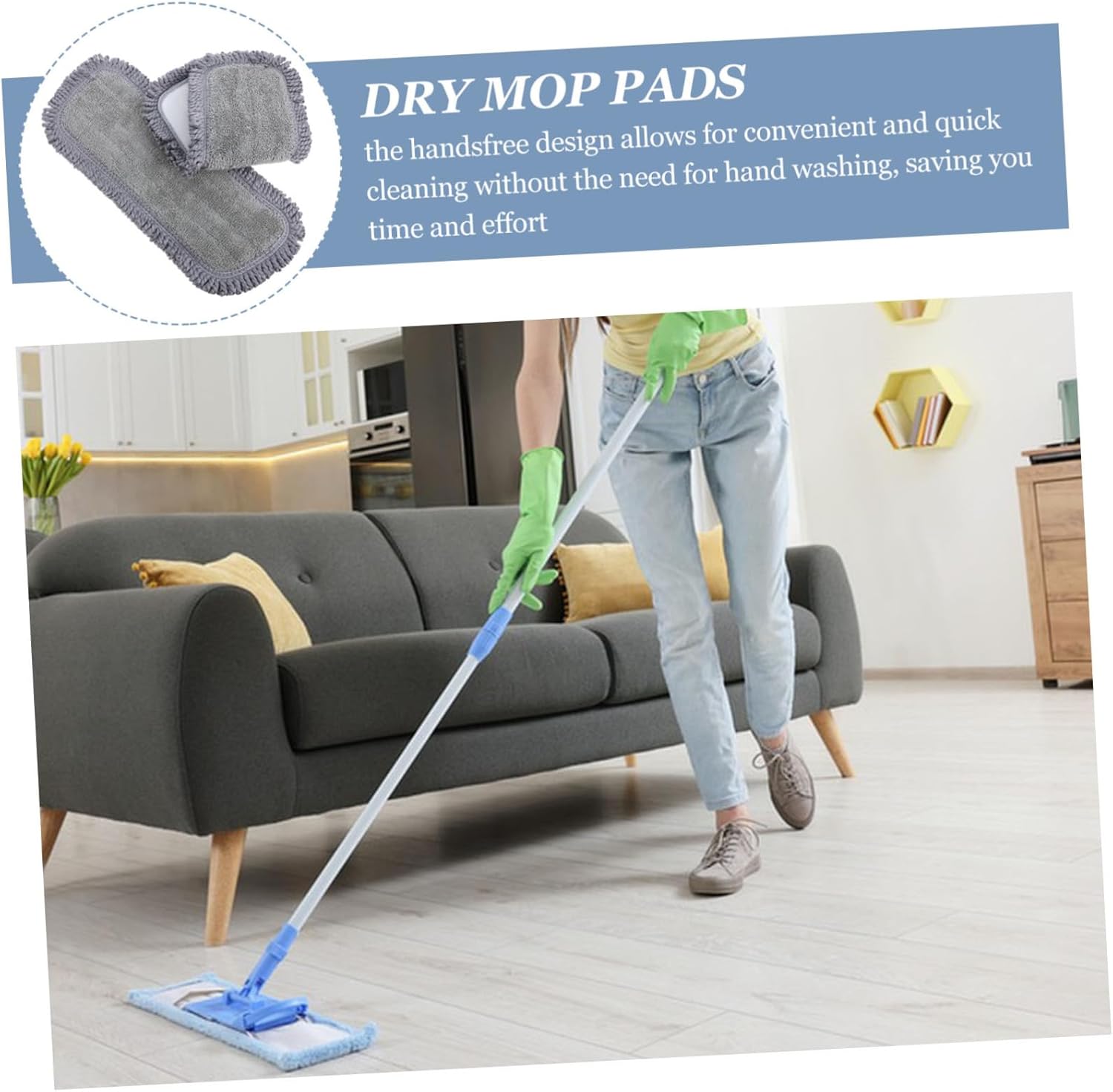2pcs Microfiber Mop Pads Reusable for Floor Cleaning