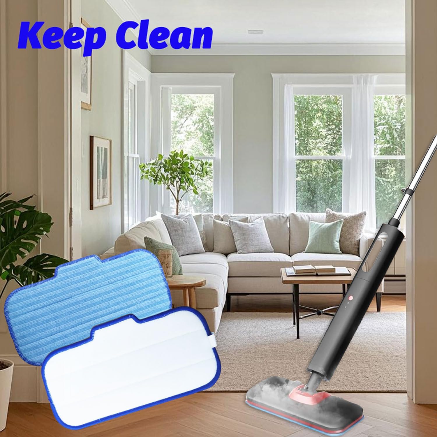 4 Pack Steam Mop Pads Replacement for Newbealer NC603C NC602N 1