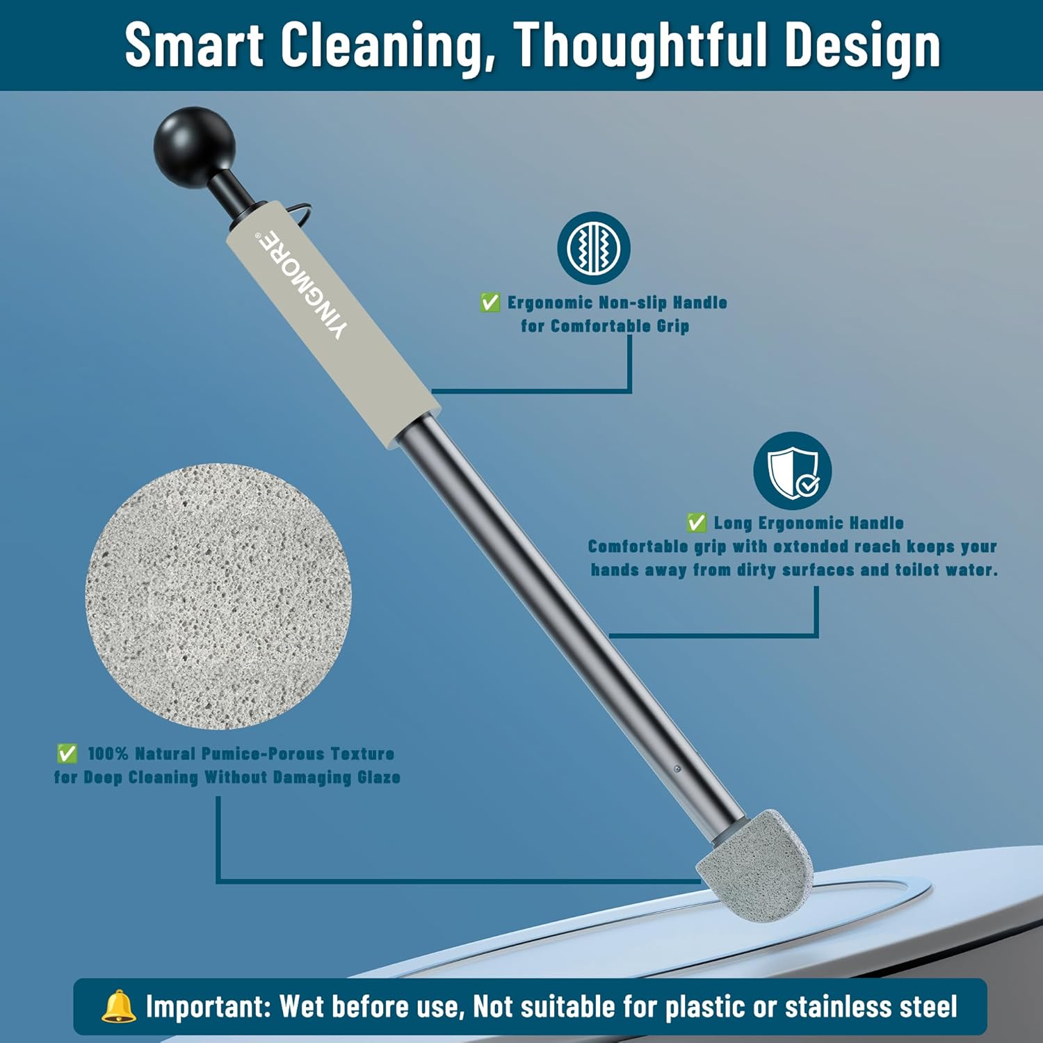 YINGMORE Pumice Stone Toilet Cleaner with Long Handle