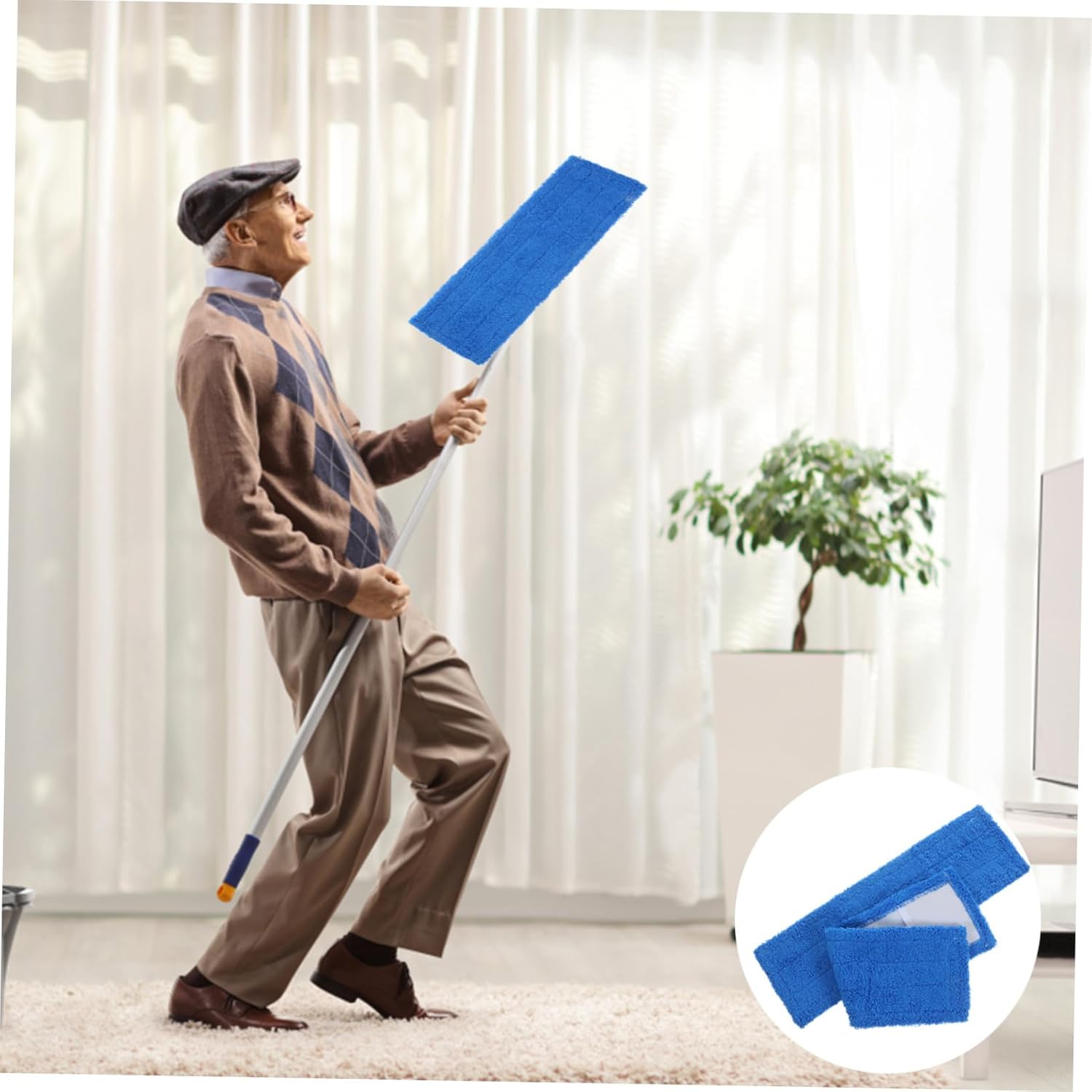 Blue Reusable Mop Pads for Hardwood Floors