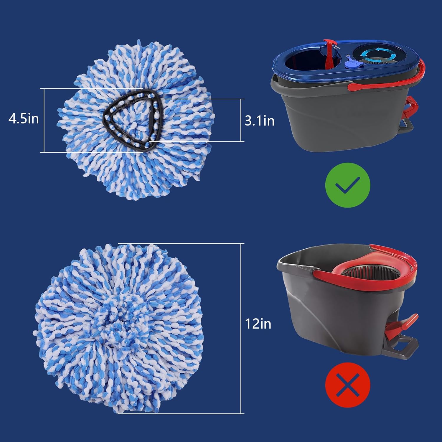 Anffeary 4-Piece Mop Head Replacement Set for Ocedar 2 Tank System