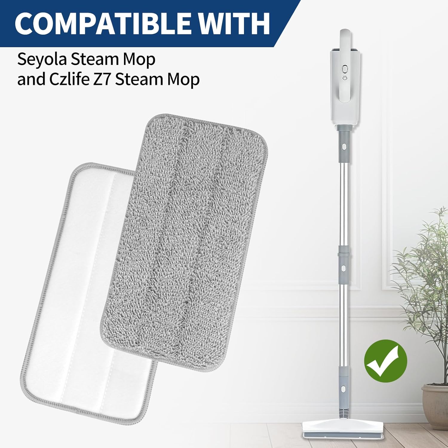 Yicotira Microfiber Steam Mop Pads - 4 Pack Reusable for Seyola FEPPO