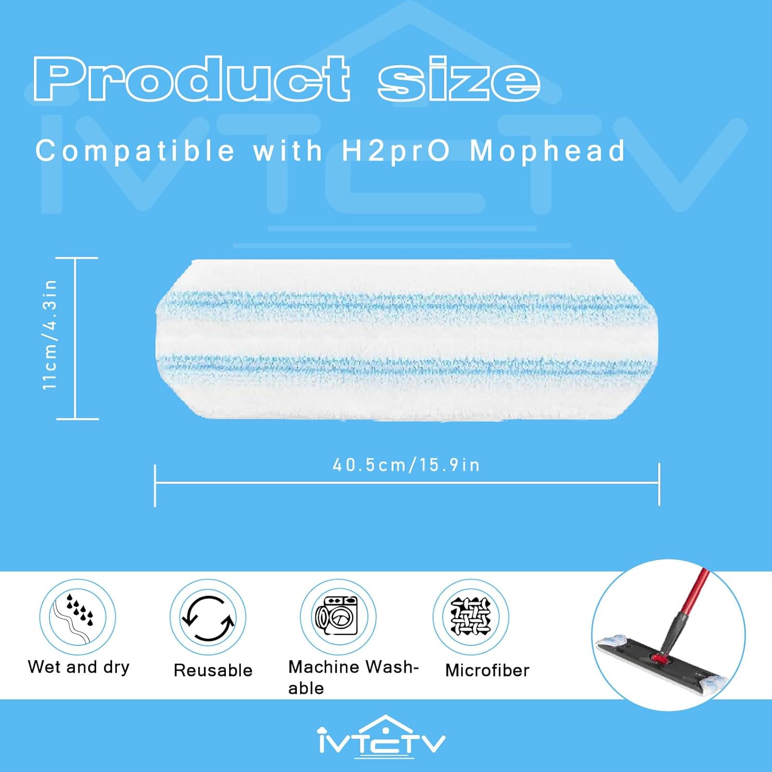 5-Pack O-Cedar H2Pro Replacement Mop Pads - Washable Reusable Microfiber