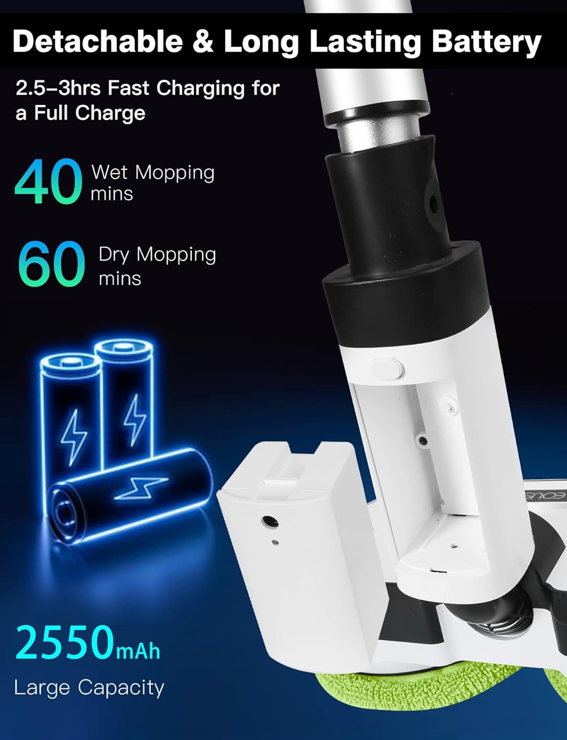 eous Detachable Battery for E700 Electric Mop