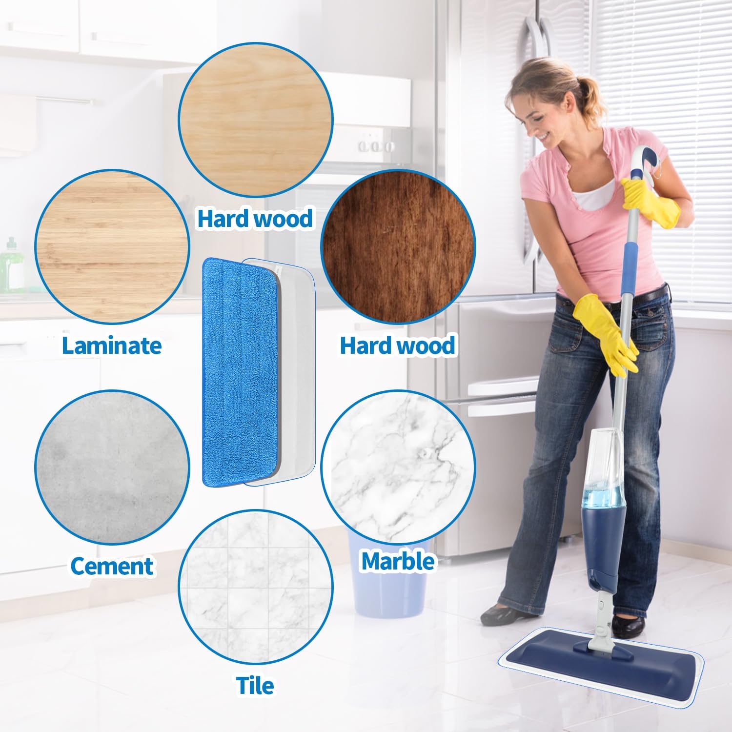 AmaVins 6-Pack Reusable Coral Fleece Mop Pads