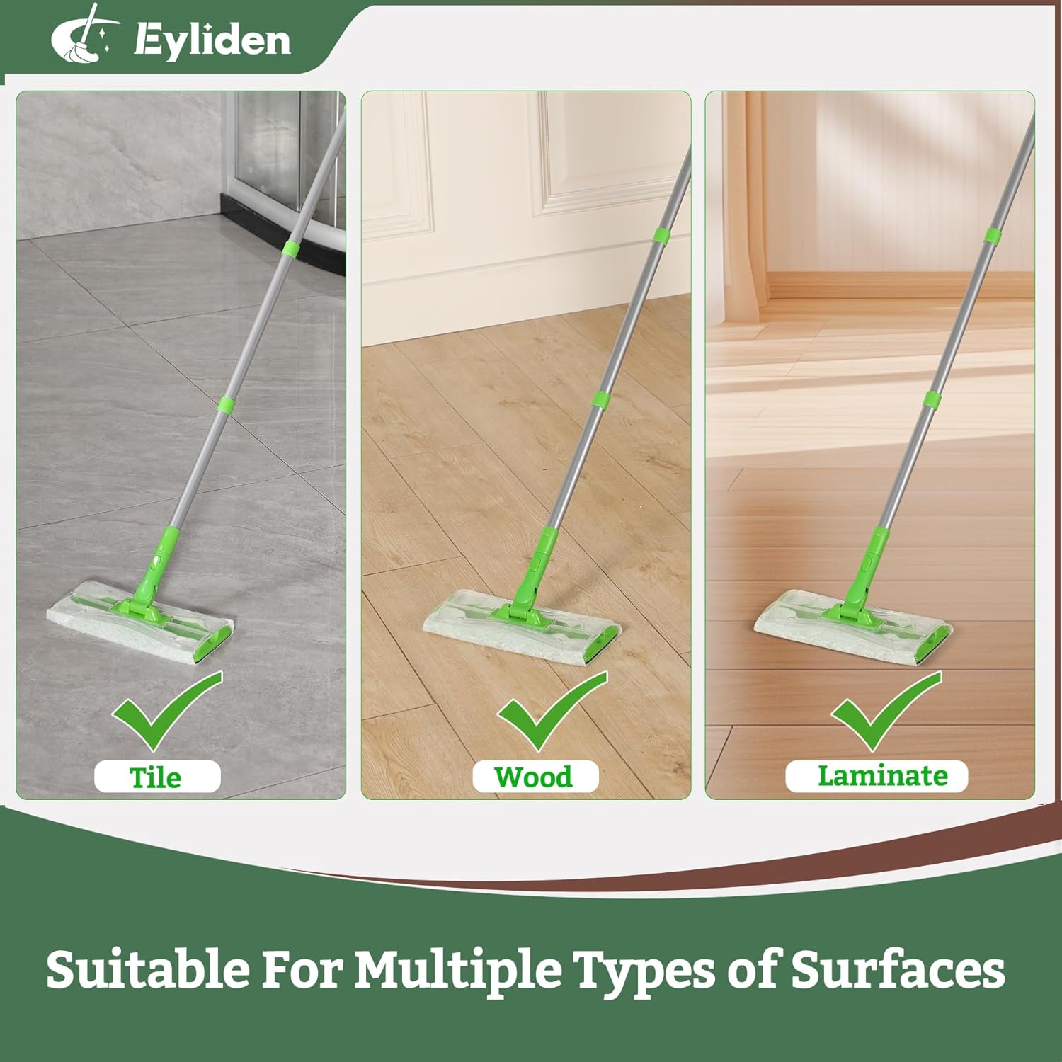 Eyliden 24 Count Dry Mop Pads 10 Inch Replacement for Sweeper Mops